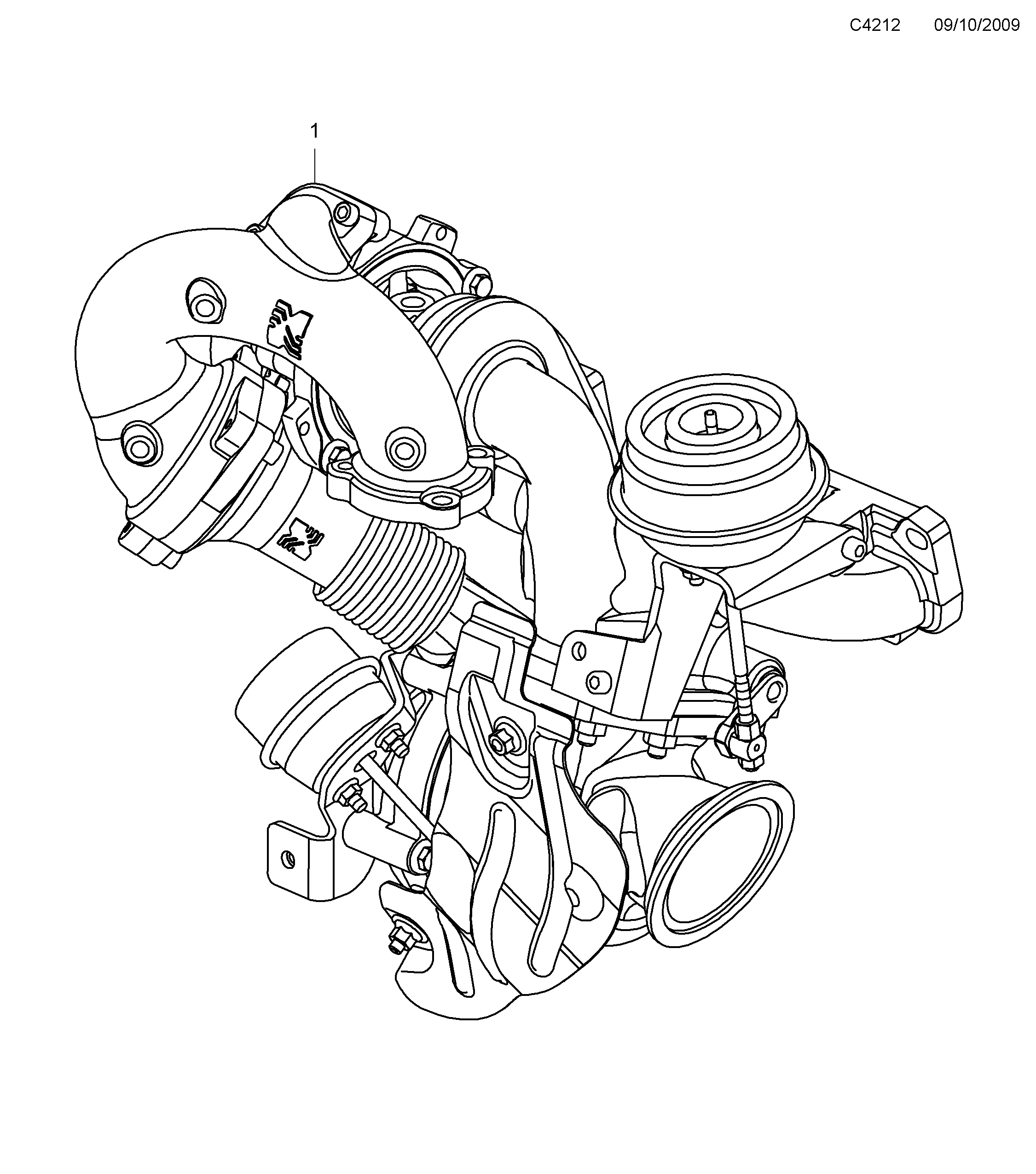 Saab 9-5 (650) Exhaust manifold diagram