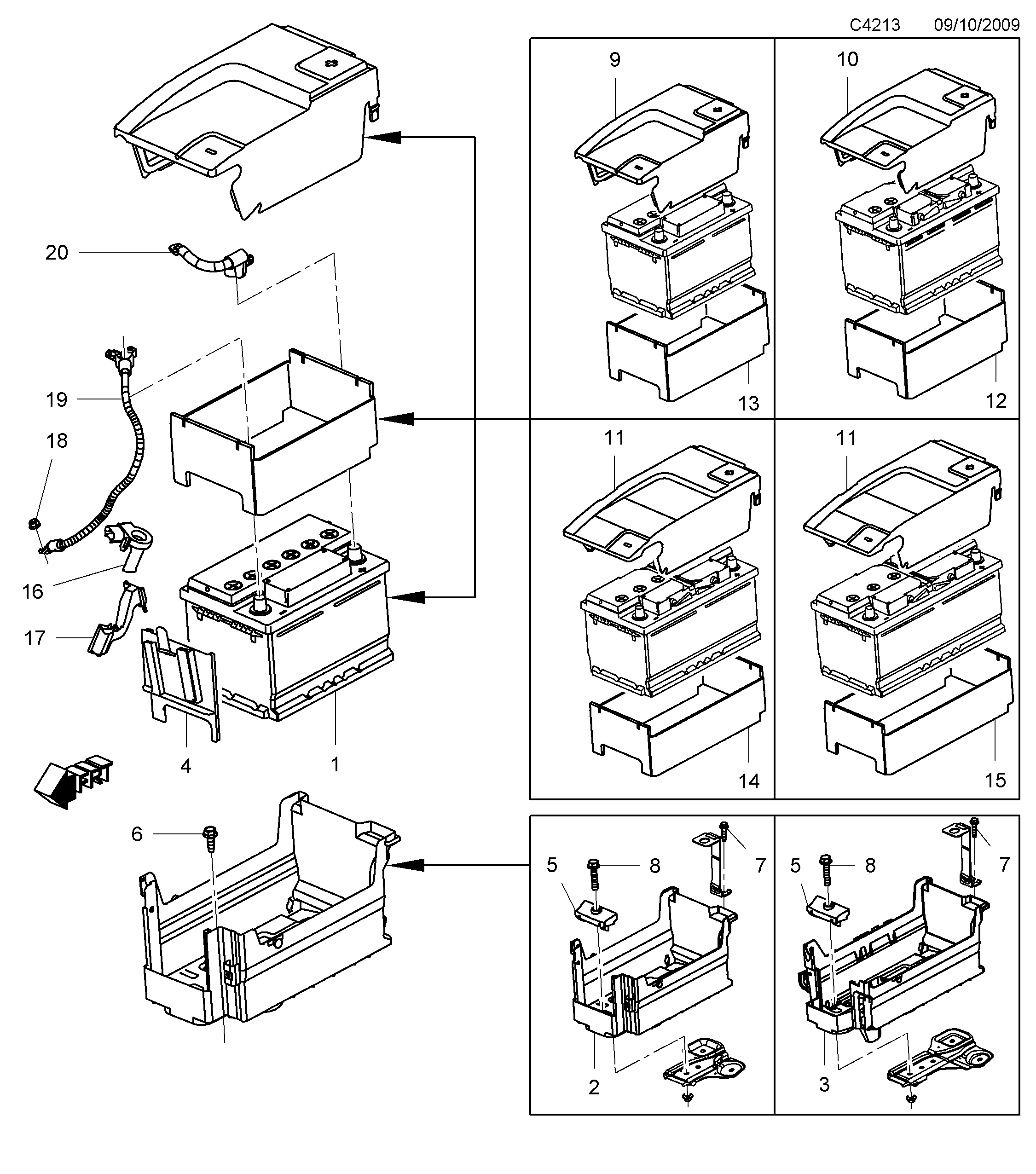 Saab 9-5 (650) Battery diagram