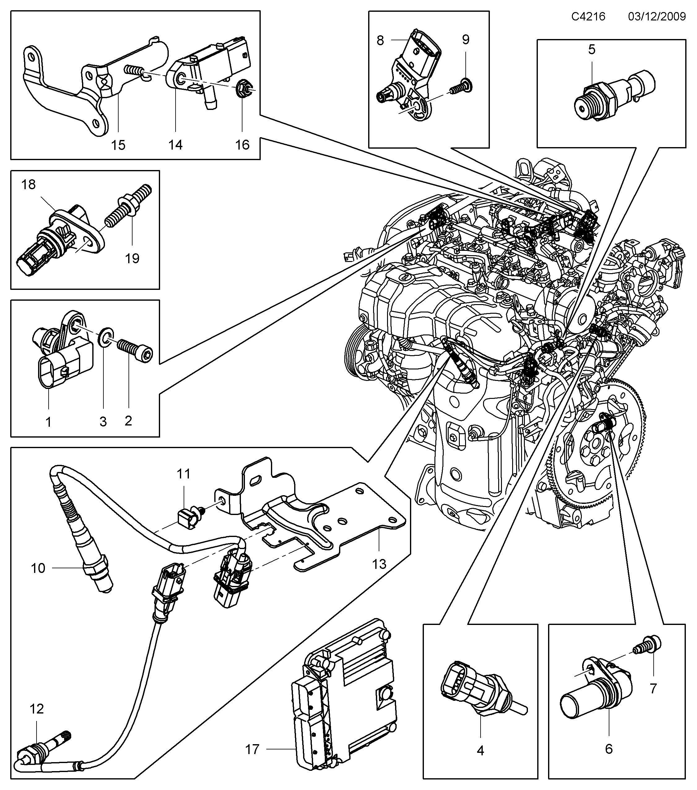 Saab 9-5 (650) Sensor Sensor diagram