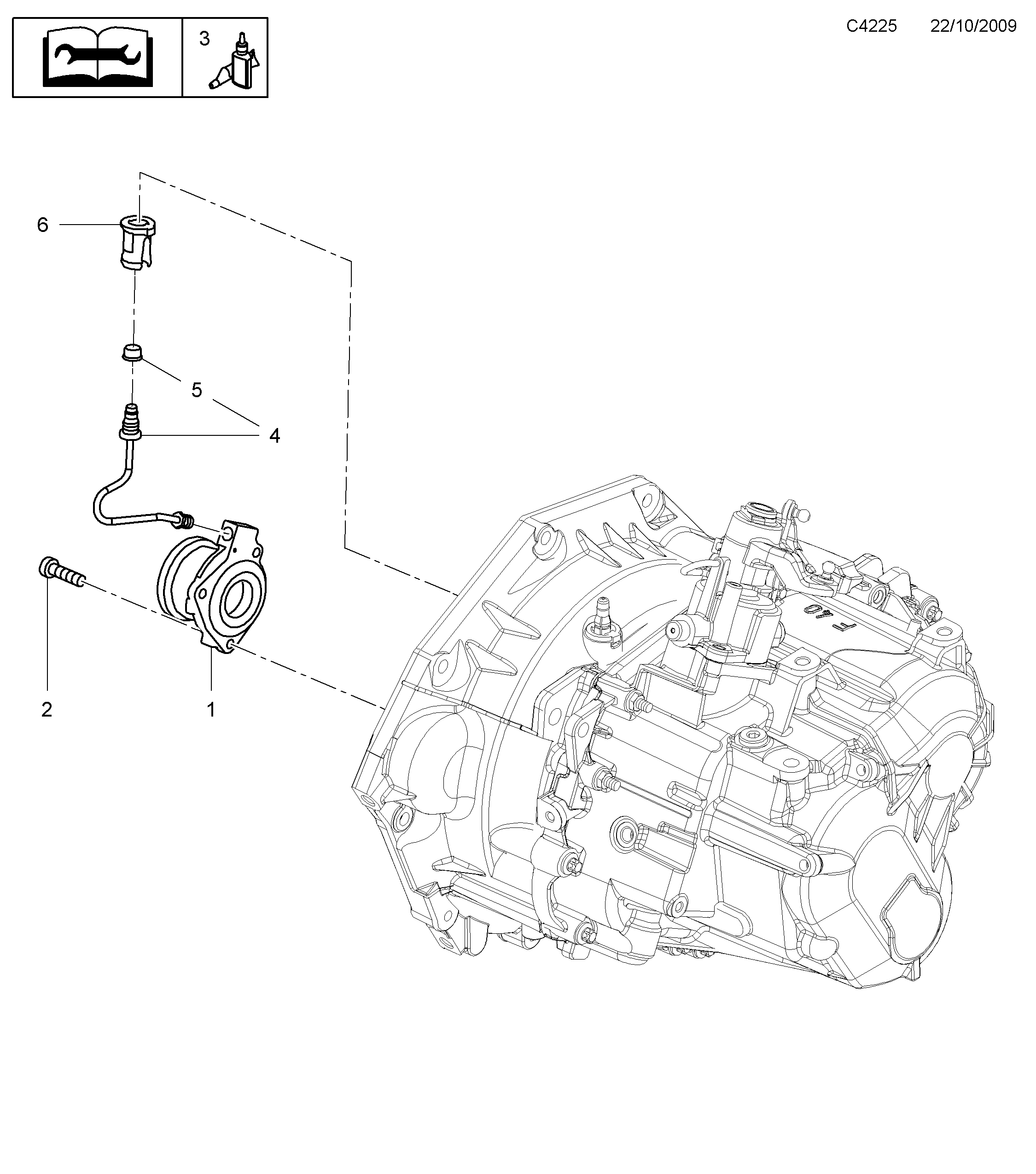 Saab 9-5 (650) Slave cylinder 6-speed diagram
