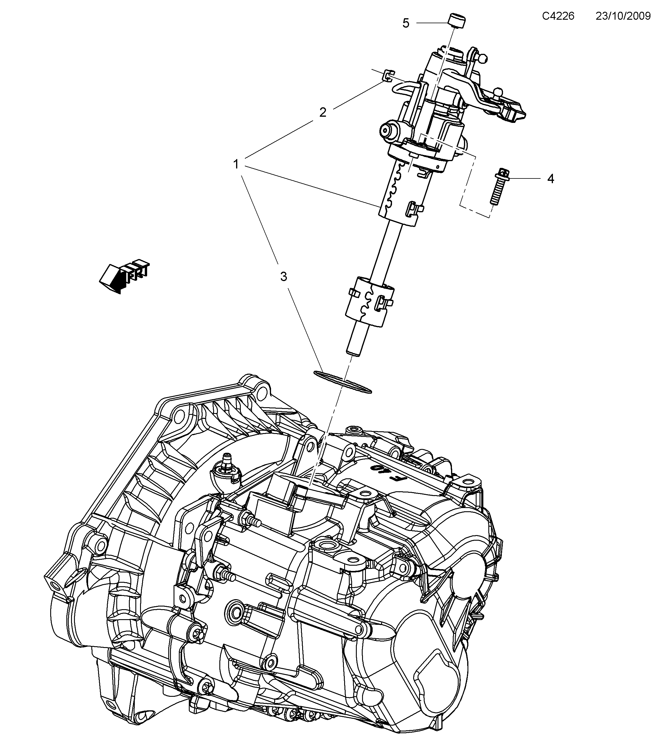 Saab 9-5 (650) Gear selector fork 6-speed diagram