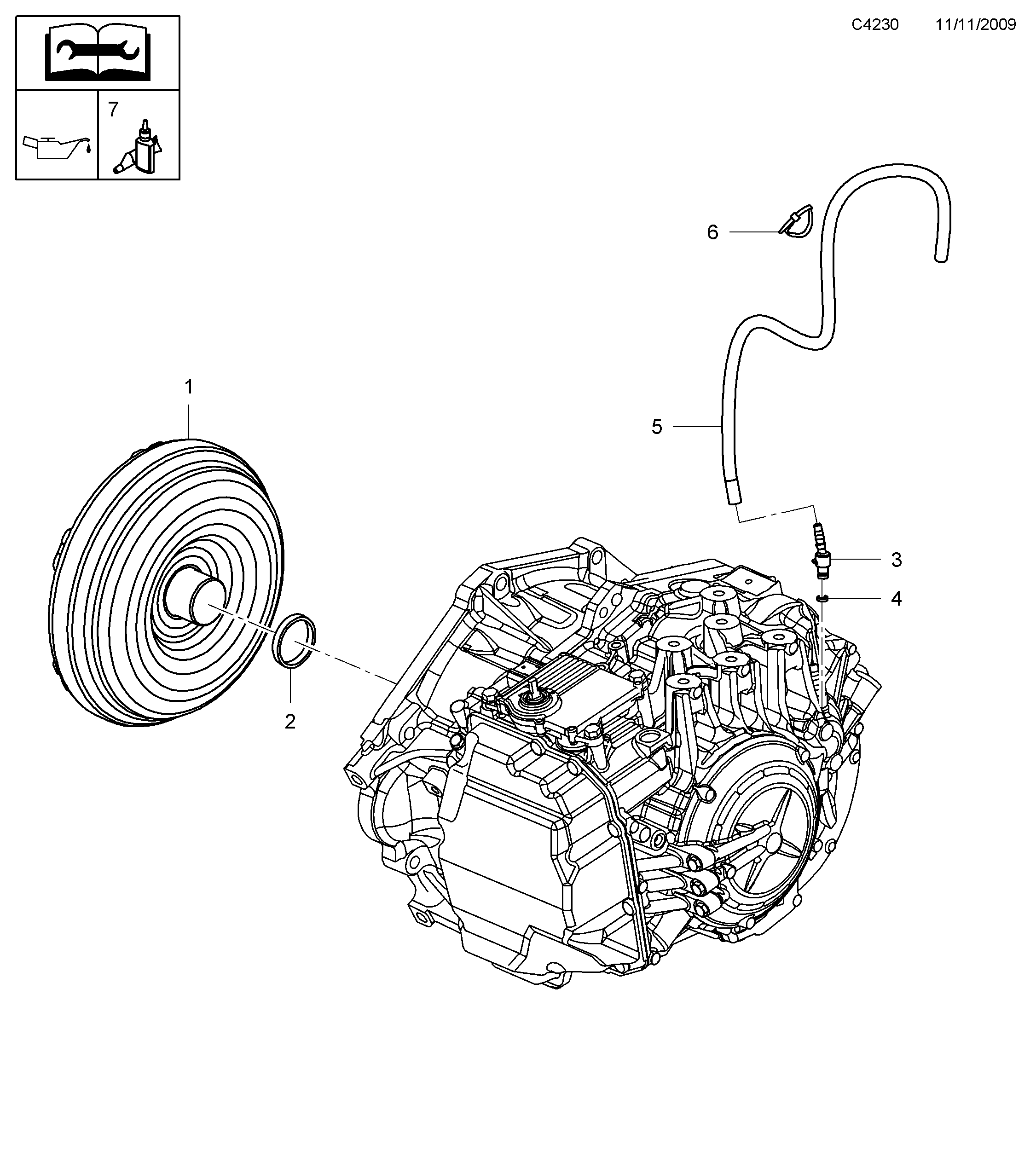 Saab 9-5 (650) Converter shell Torque converter diagram