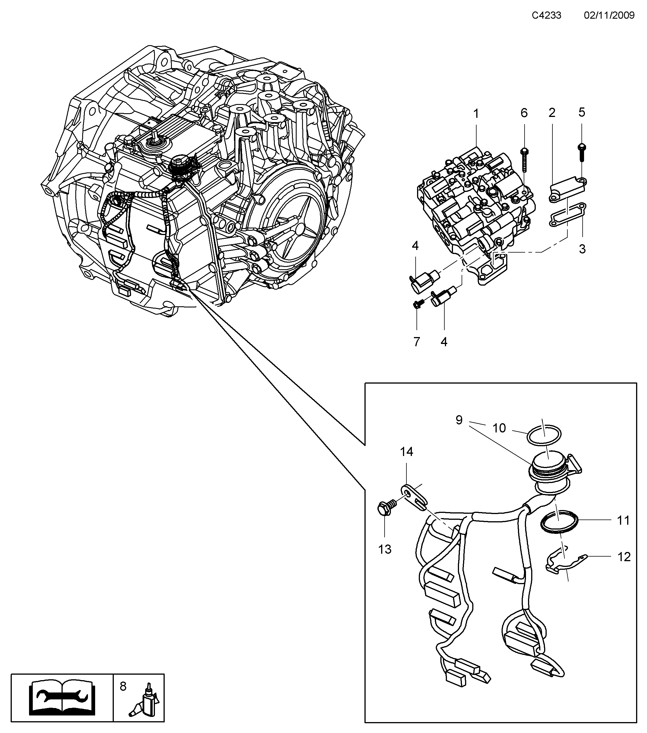 Saab 9-5 (650) Valve housing 6-speed diagram
