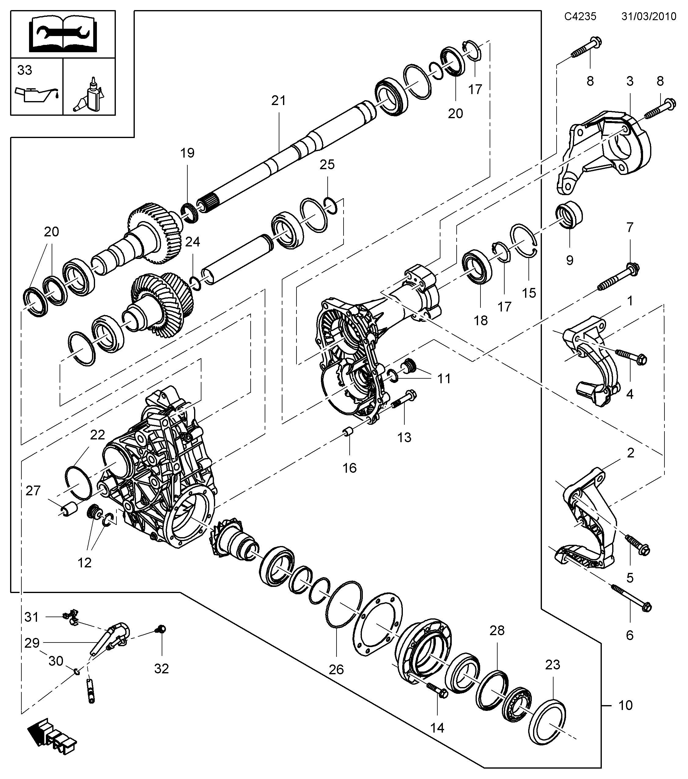 Saab 9-5 (650) Transfer box assy Front diagram
