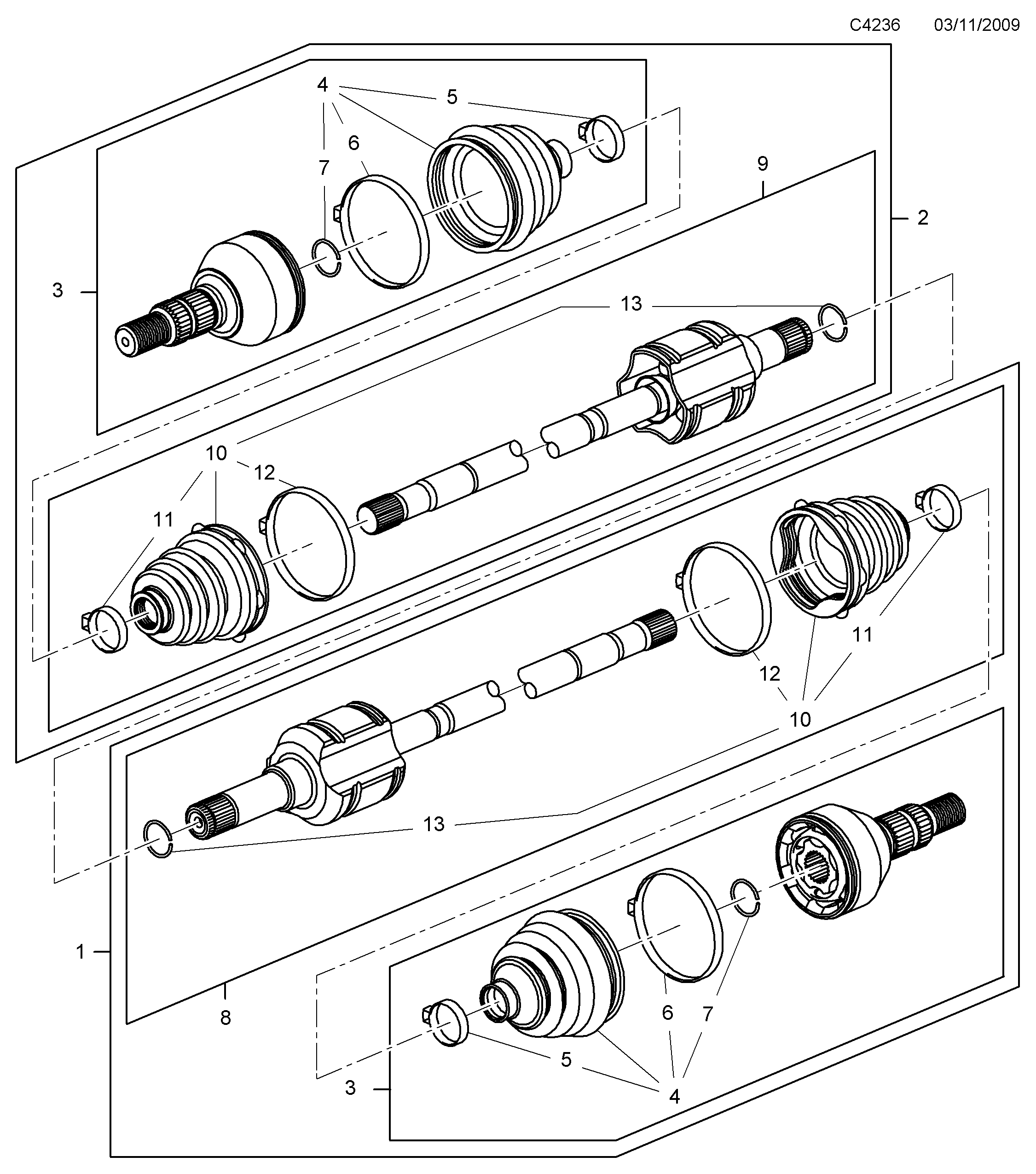 Saab 9-5 (650) Rear diagram