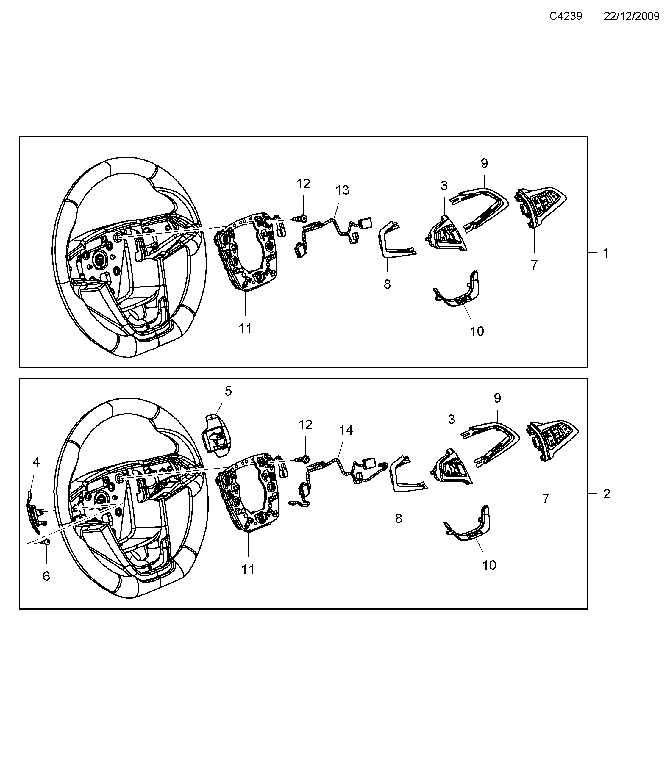 Saab 9-5 (650) Steering wheel Sport diagram