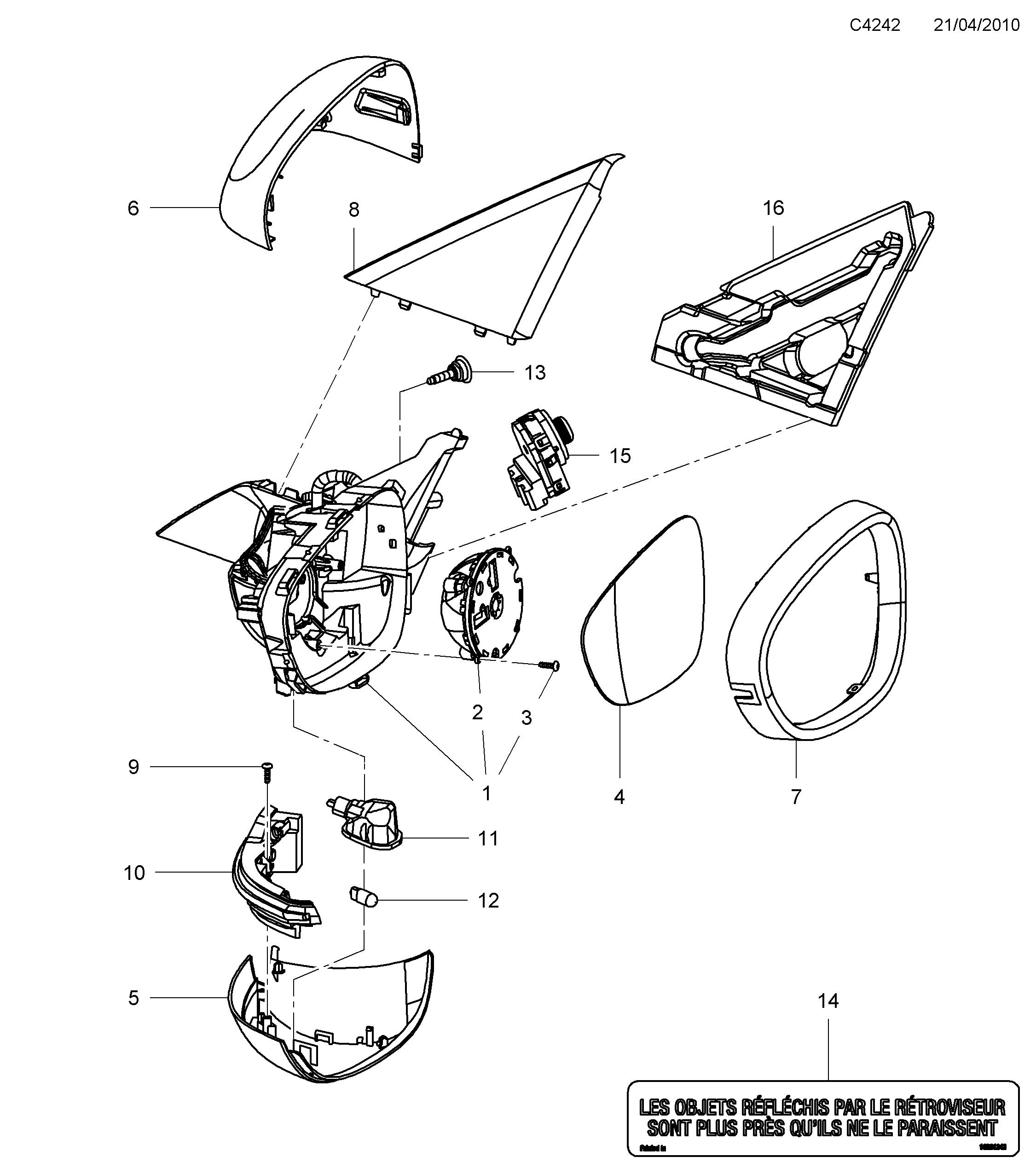 Saab 9-5 (650) External mirror diagram
