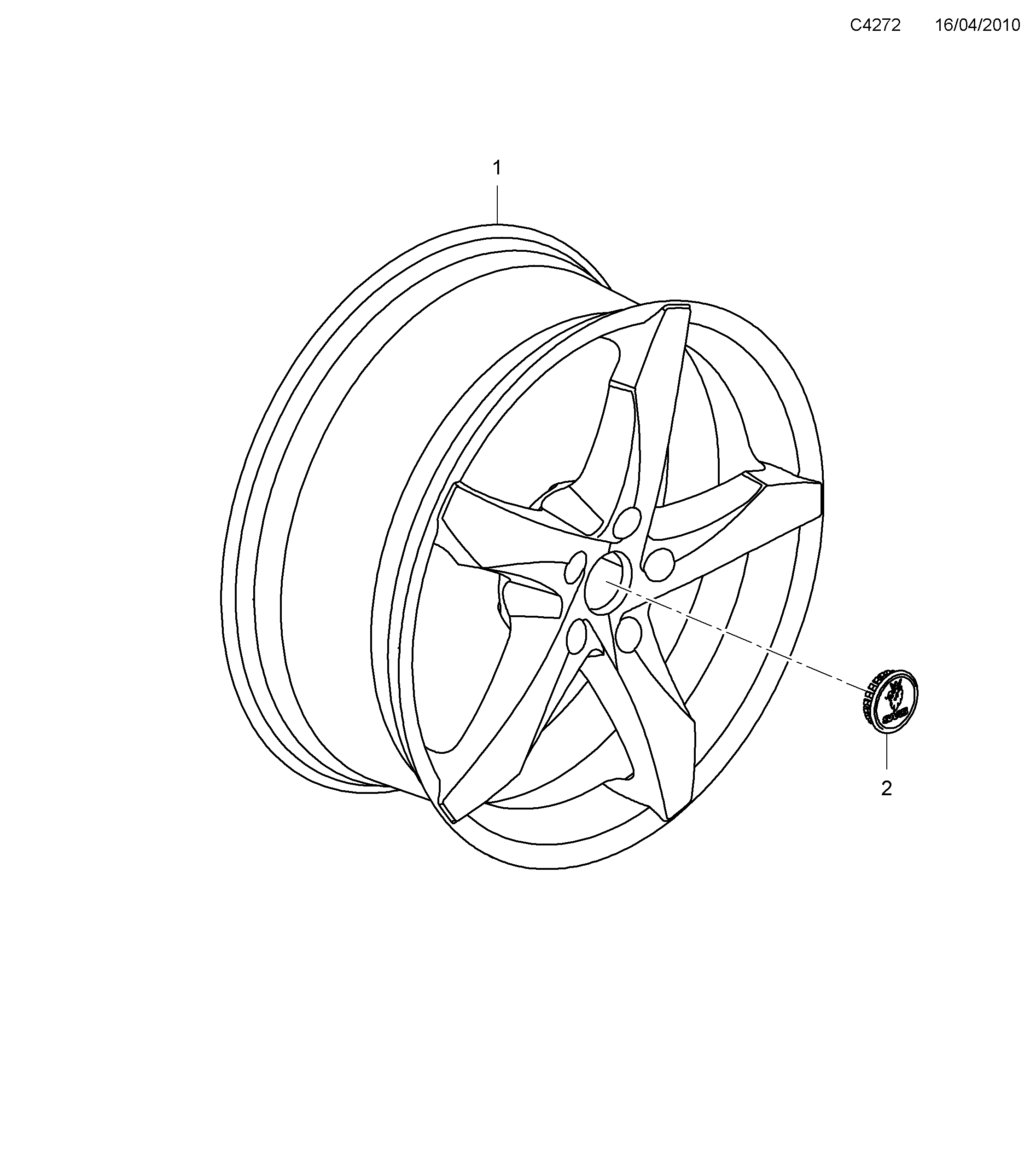 Saab 9-5 (650) Wheel and Wheel Covers 20" diagram