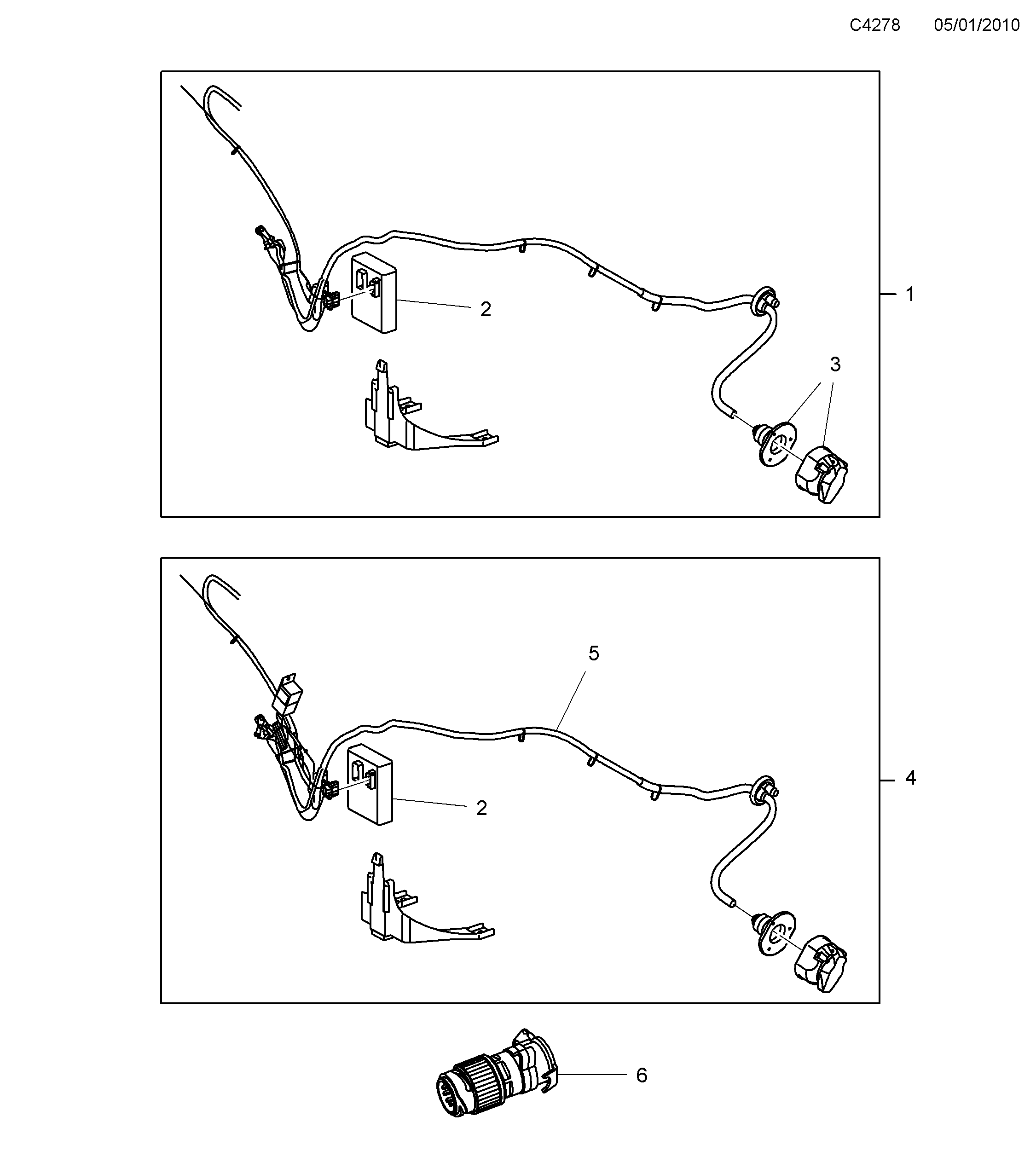 Saab 9-5 (650) Cable harness kit Rear hitch diagram