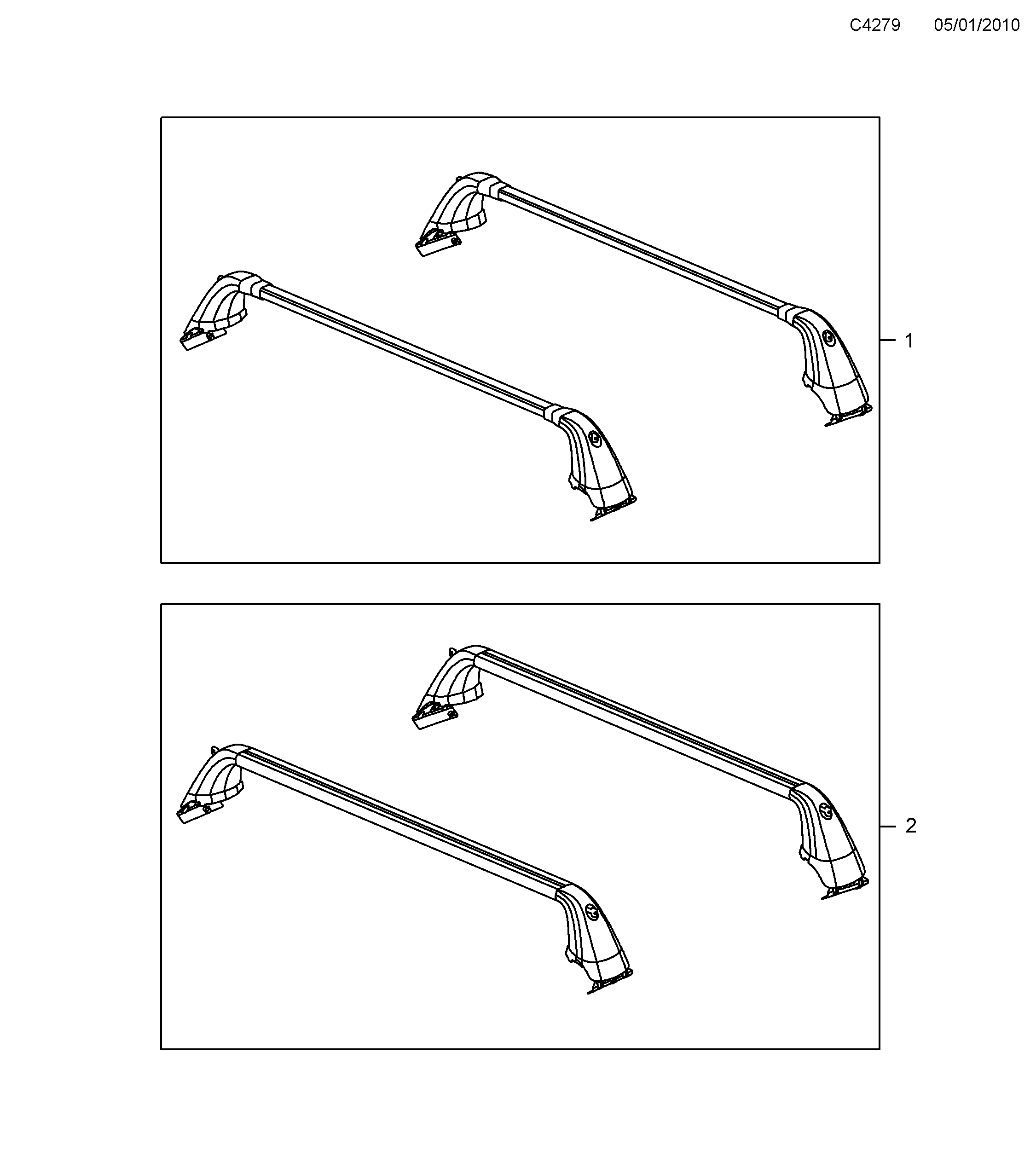 Saab 9-5 (650) Roof load Luggage diagram
