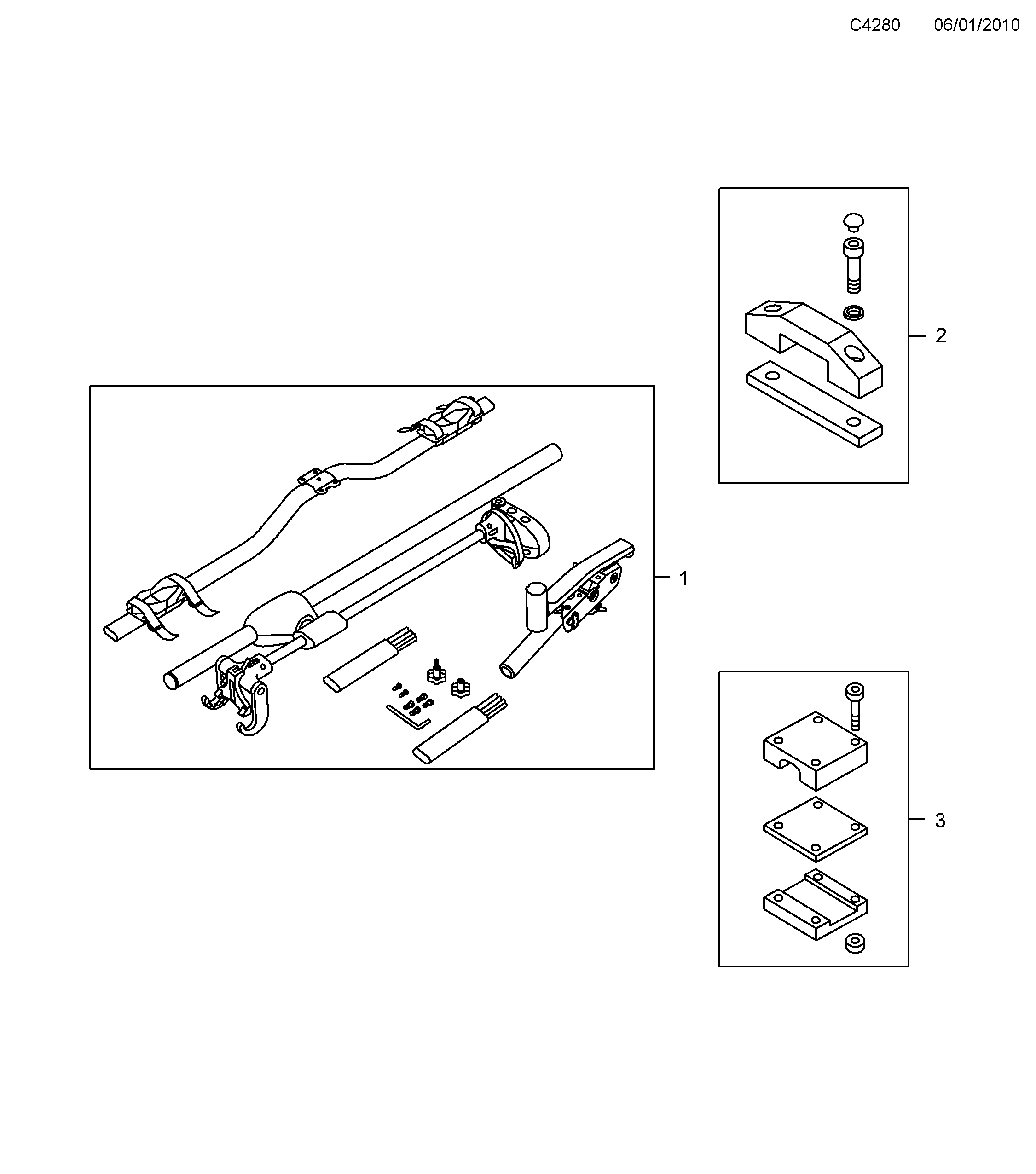 Saab 9-5 (650) Roof load Bike carrier diagram