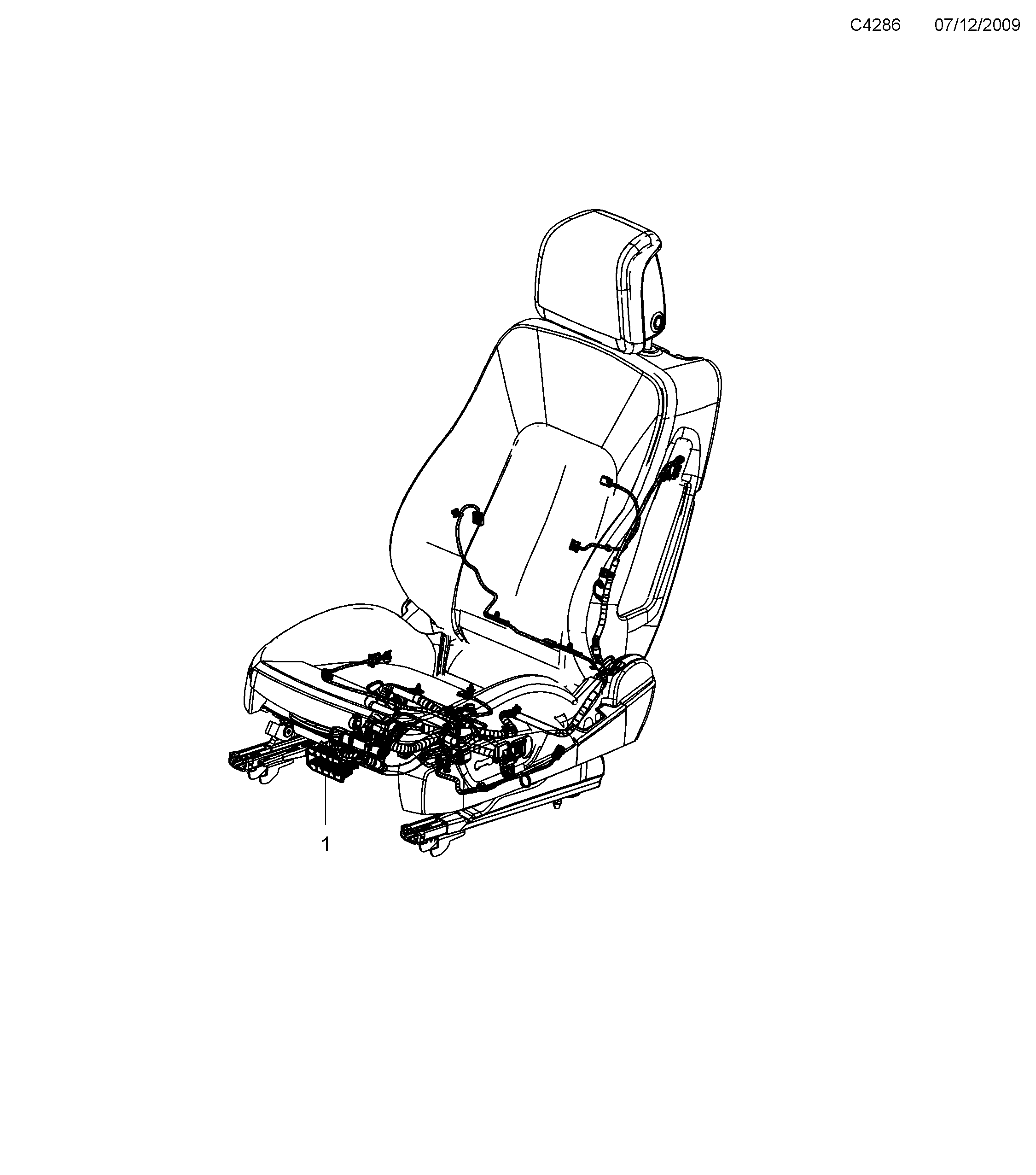 Saab 9-5 (650) Front seat diagram