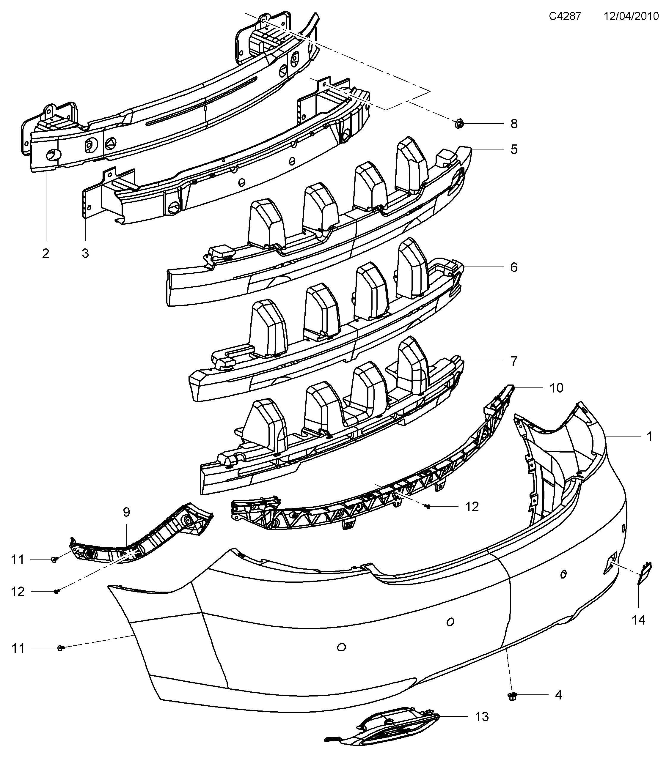 Saab 9-5 (650) Bumper, rear diagram