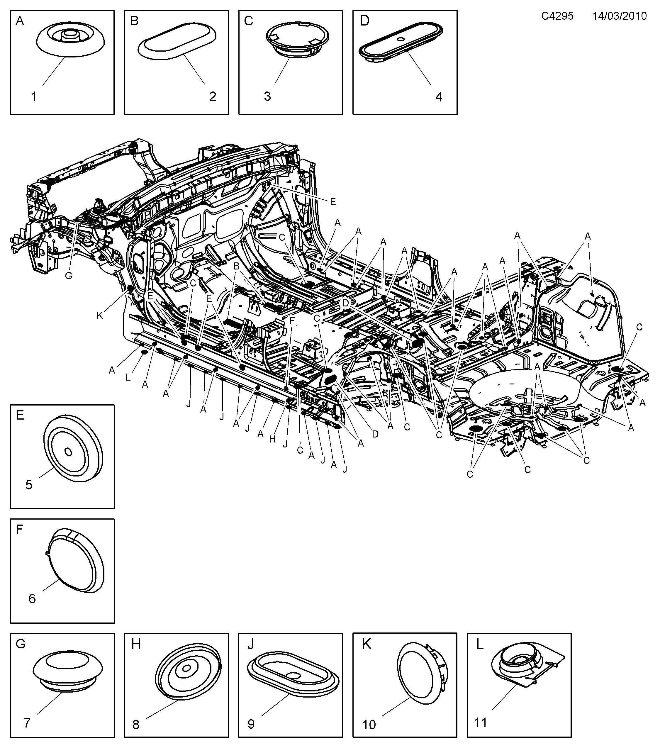 Saab 9-5 (650) Plugs diagram