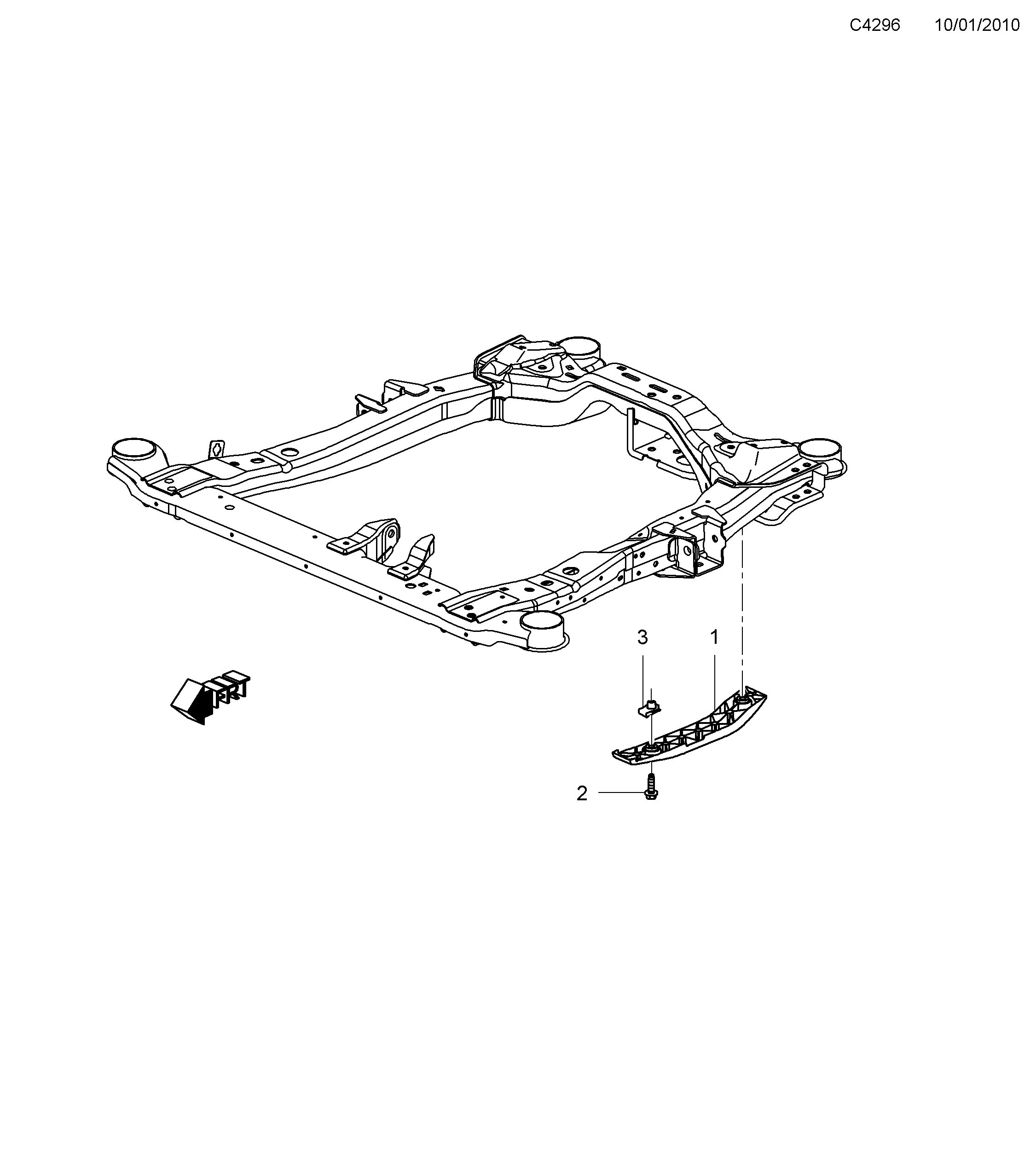Saab 9-5 (650) Underbody Air deflector diagram