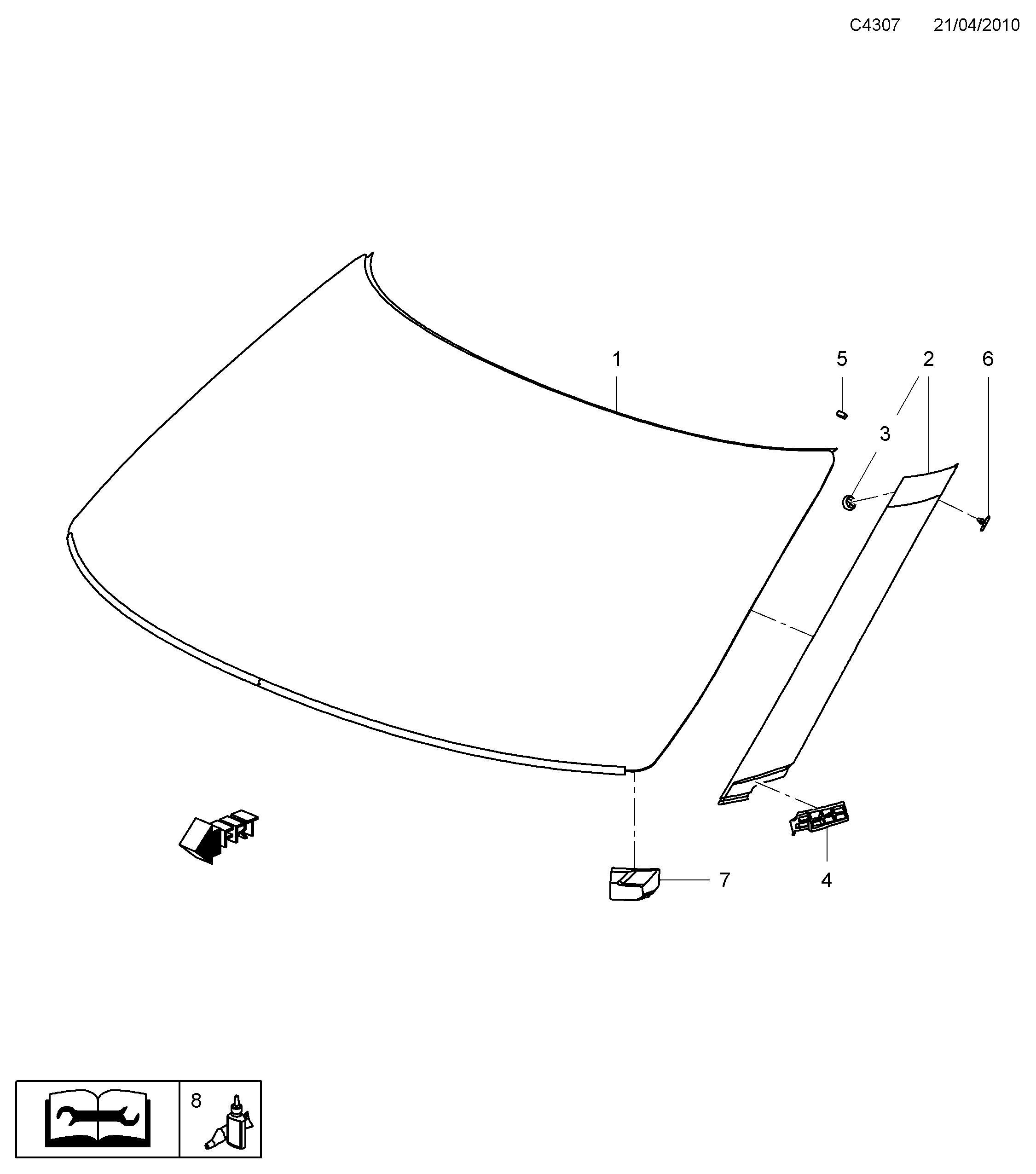 Saab 9-5 (650) Windshield diagram