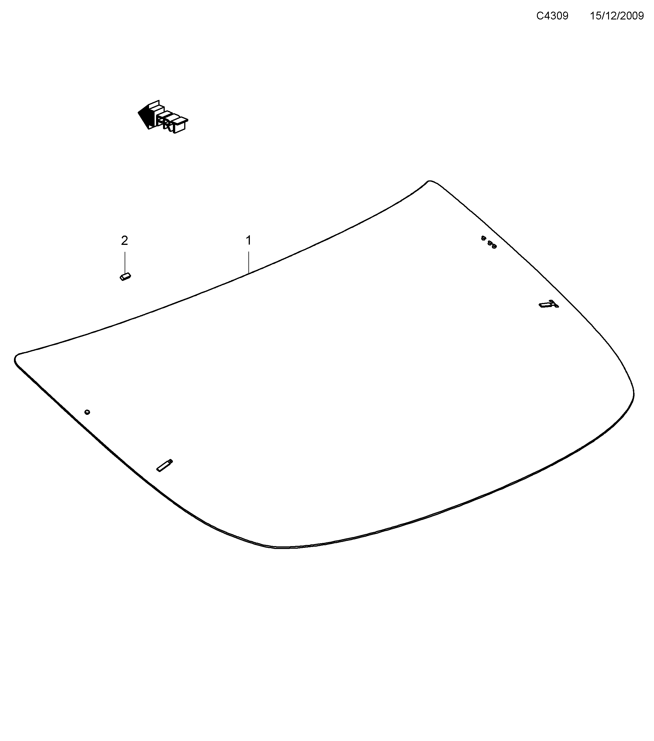 Saab 9-5 (650) Rear window diagram