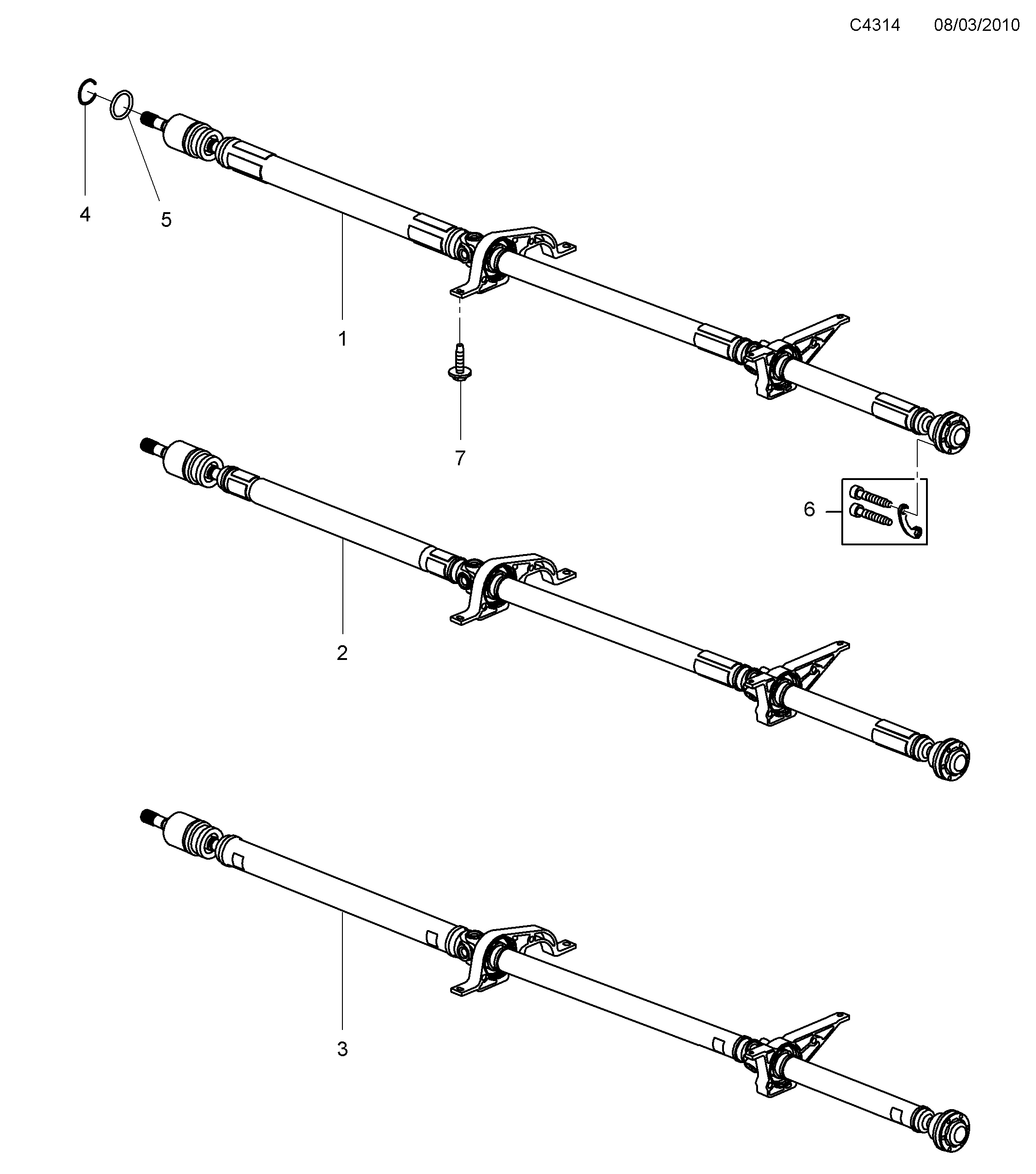 Saab 9-5 (650) Driveshaft diagram