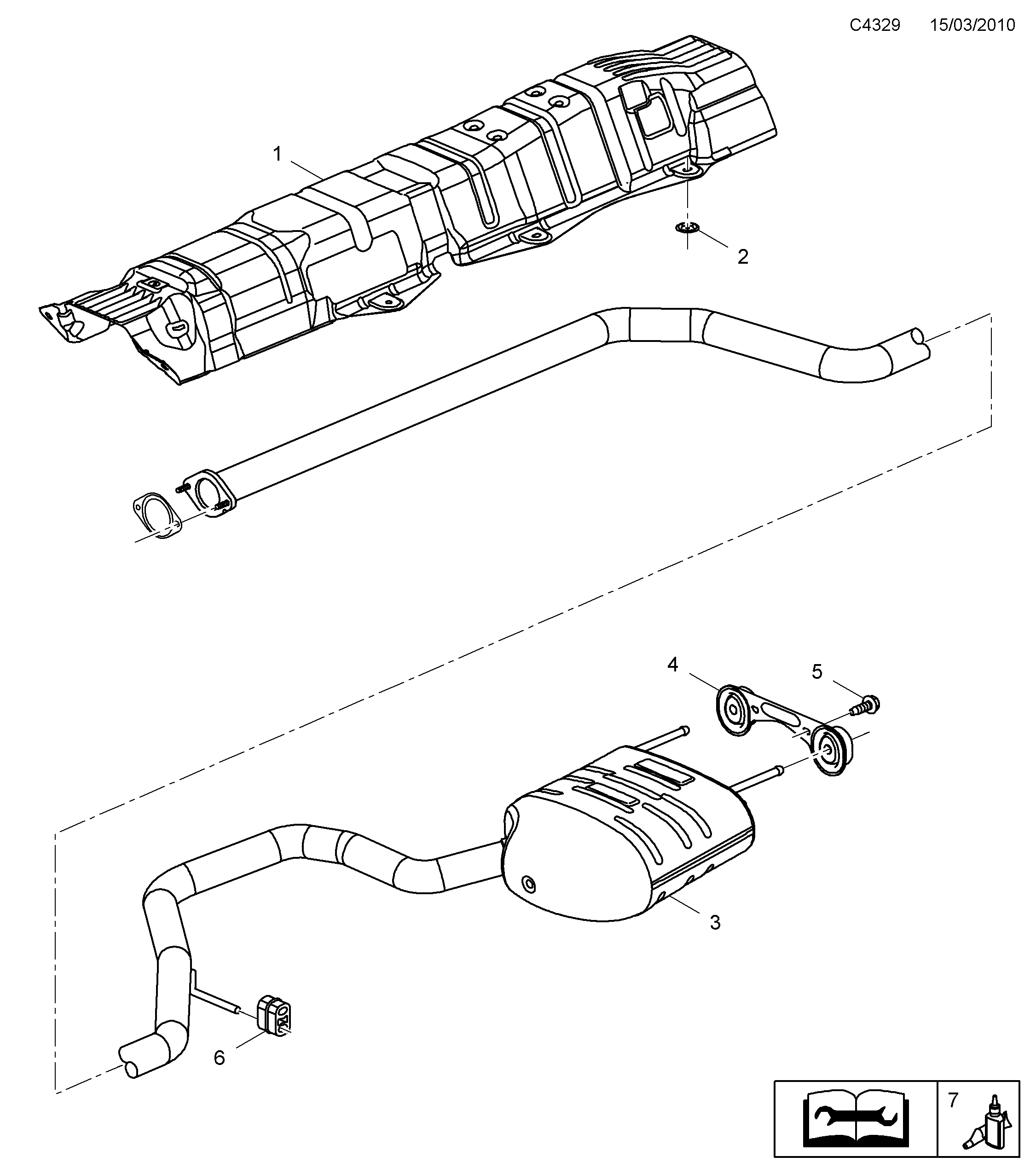 Saab 9-5 (650) Exhaust system Rear diagram