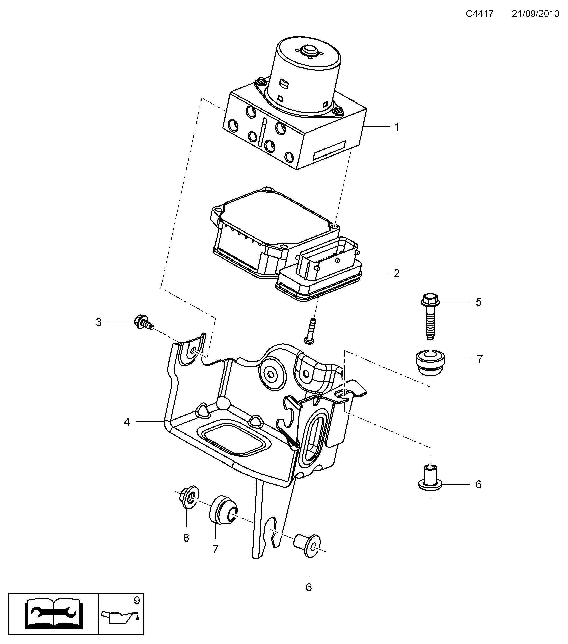 Saab 9-5 (650) Hydraulic unit ABS diagram