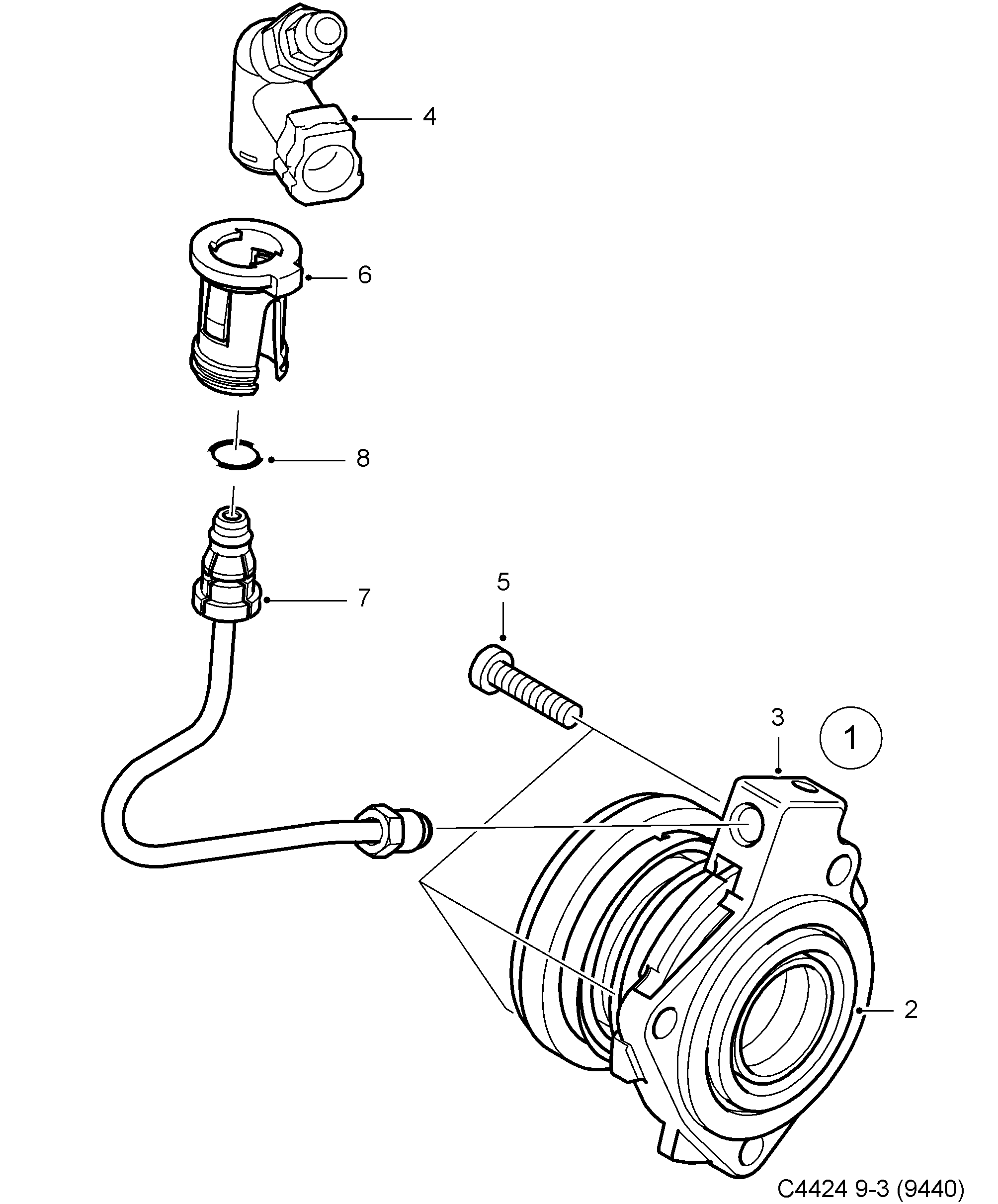 Saab 9-3 (9440) Slave cylinder 6-speed diagram