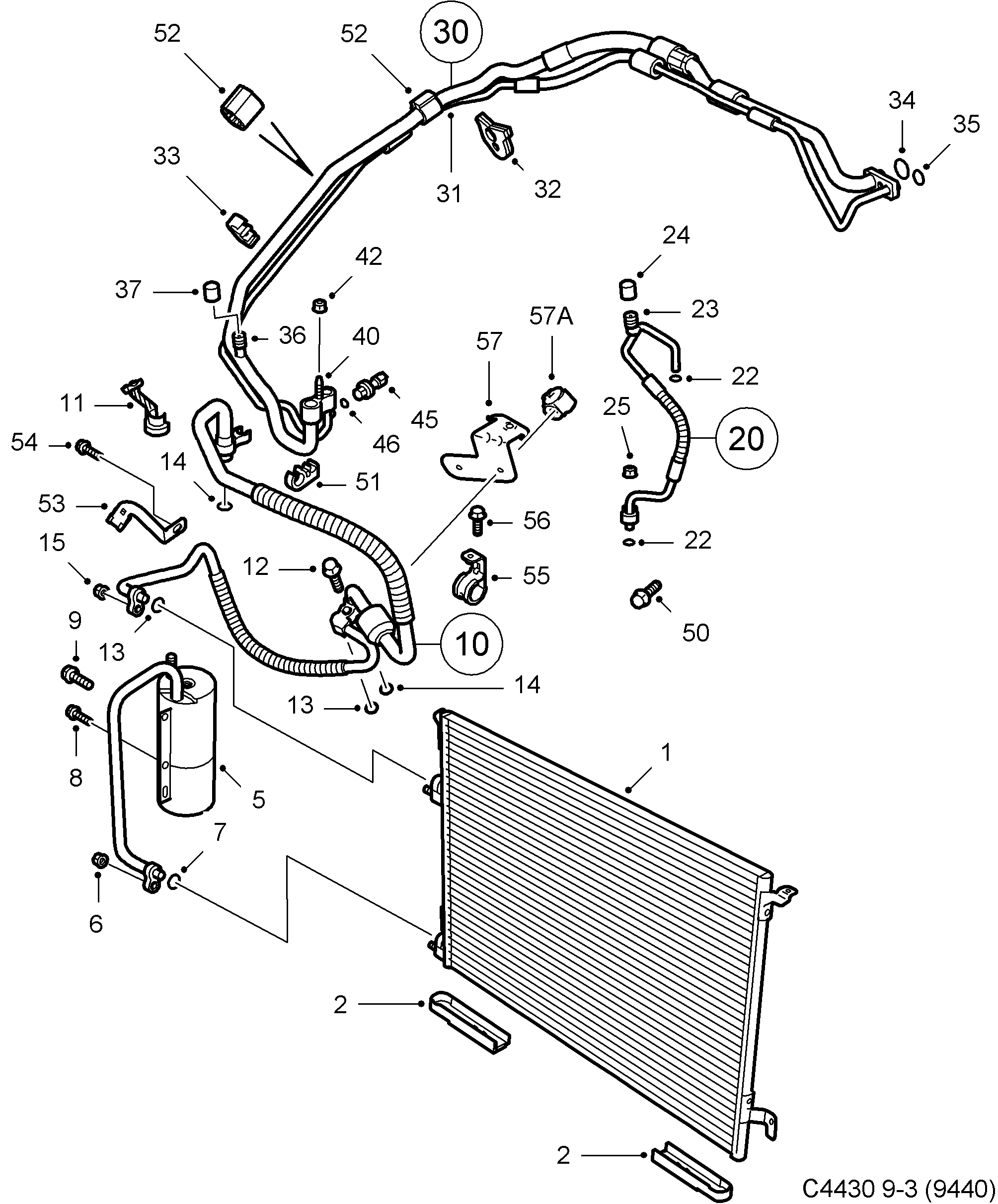 Saab 9-3 (9440) AC condenser diagram