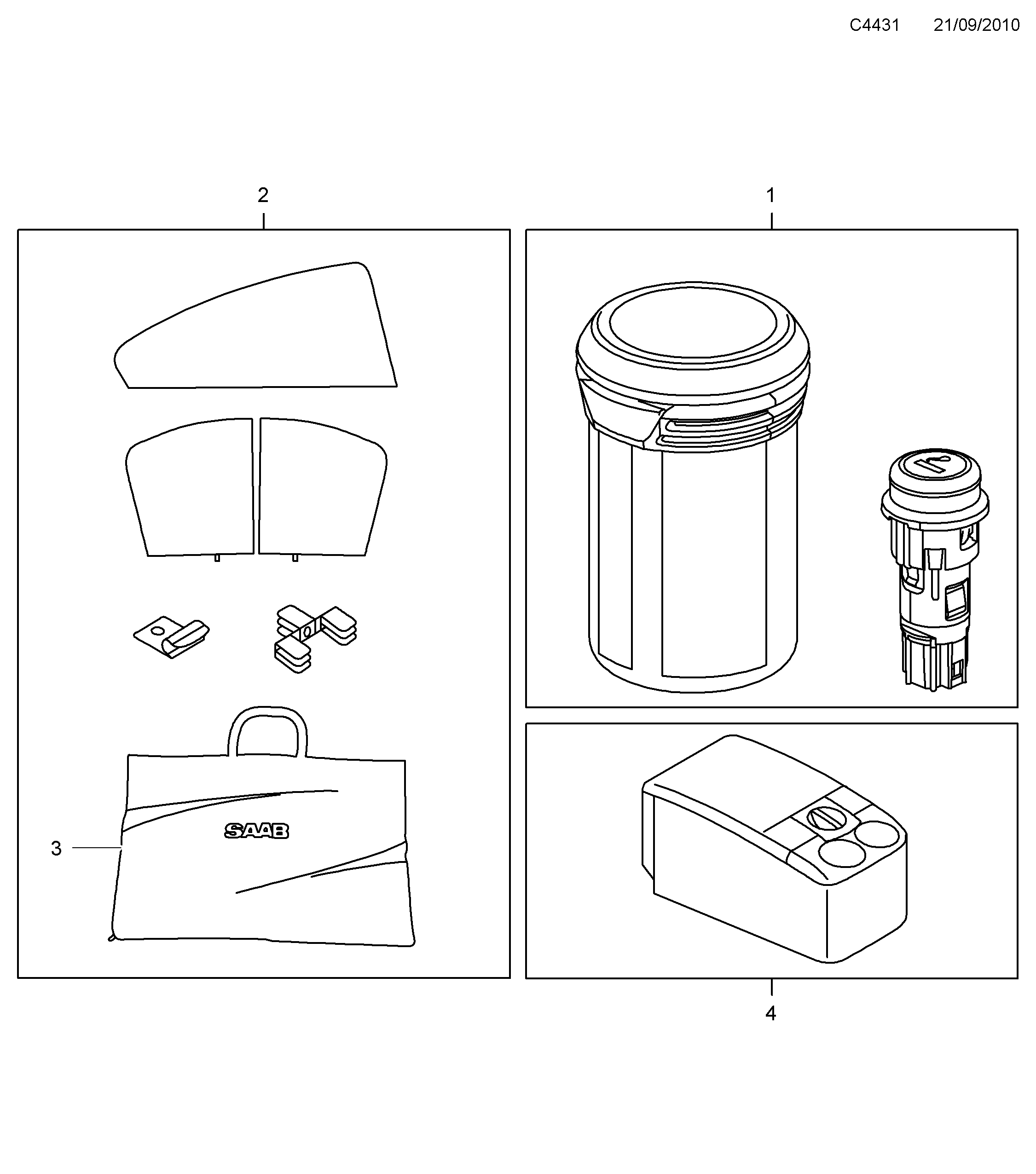 Saab 9-5 (650) Other interior equipment diagram