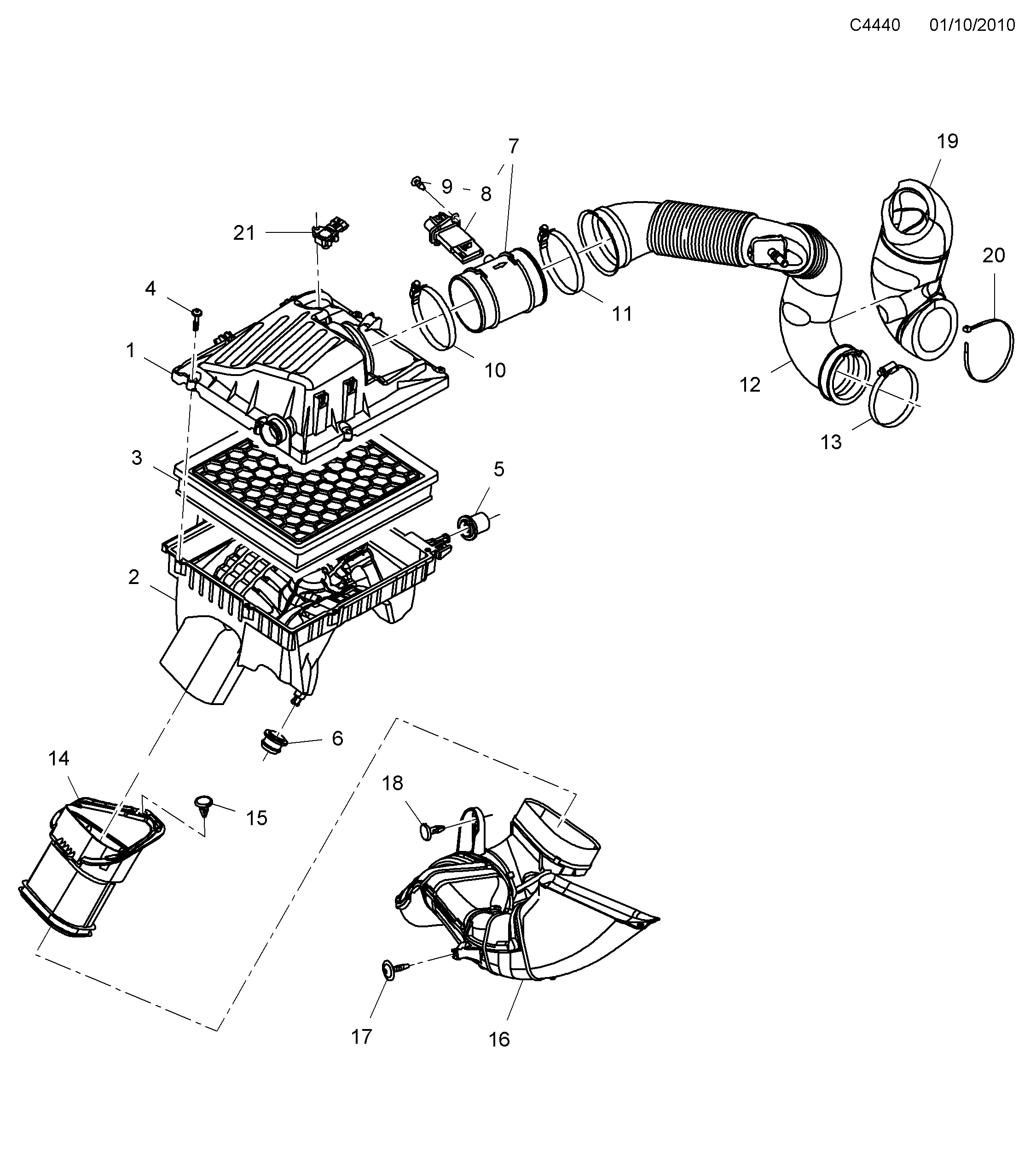 Saab 9-5 (650) Air cleaner diagram