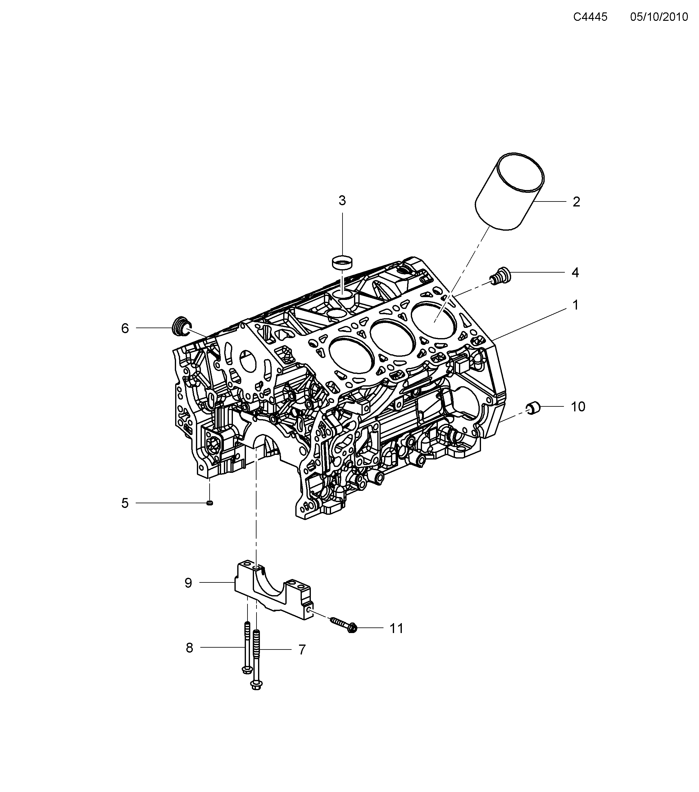 Saab 9-3 (9440) Cylinder block diagram