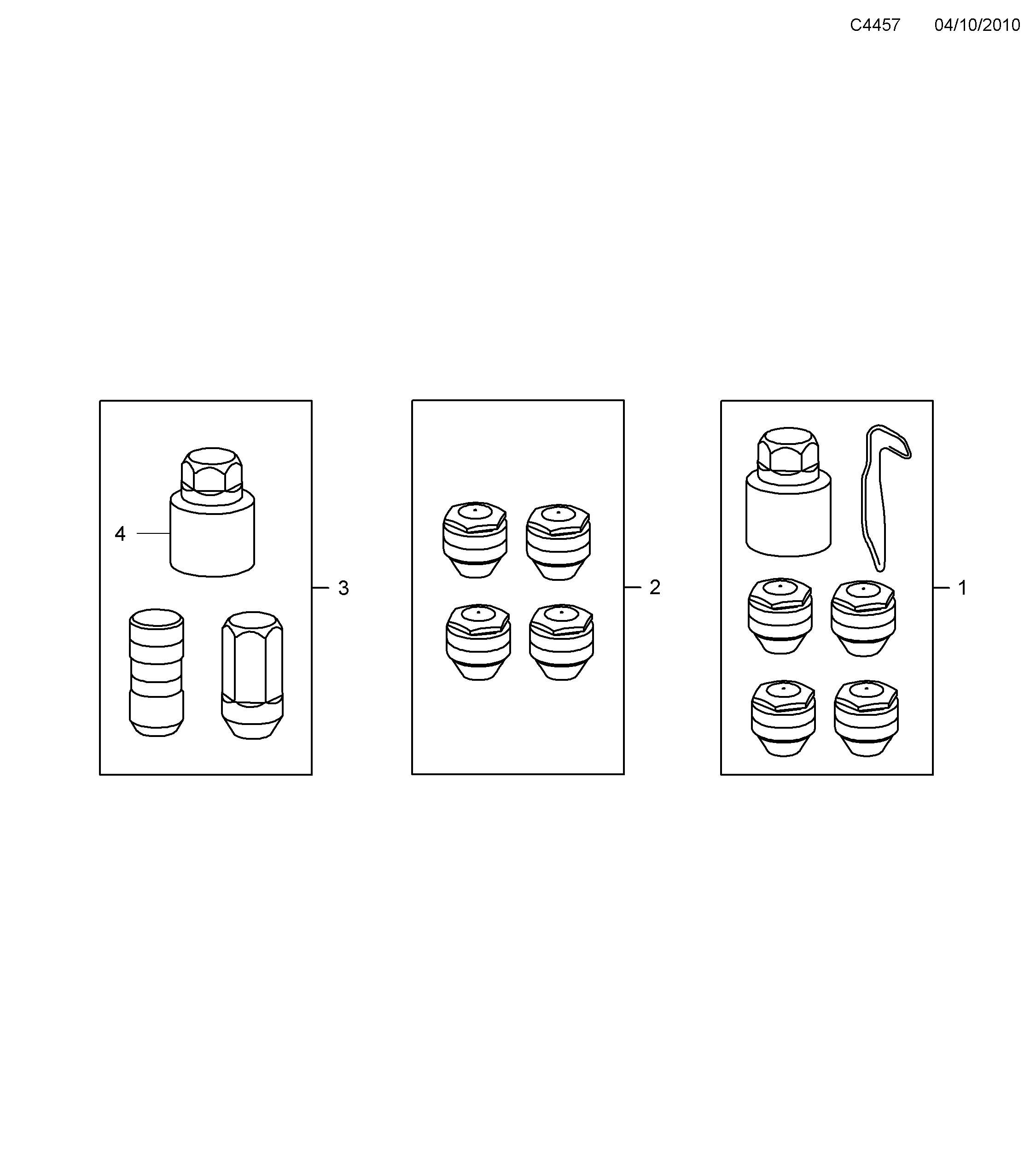 Saab 9-5 (650) Wheel Lockable wheel bolts diagram