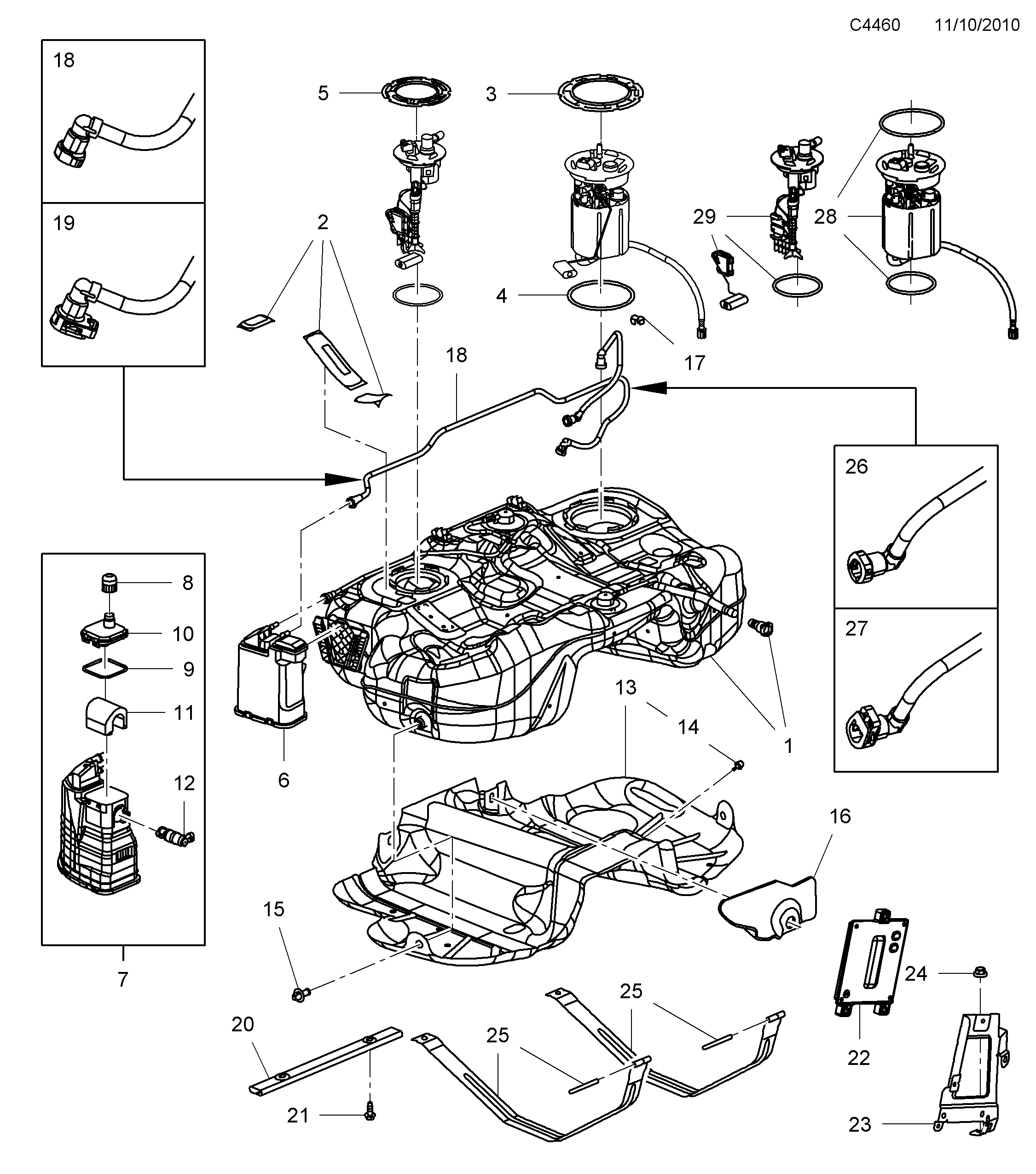 Saab 9-5 (650) Fuel tank diagram