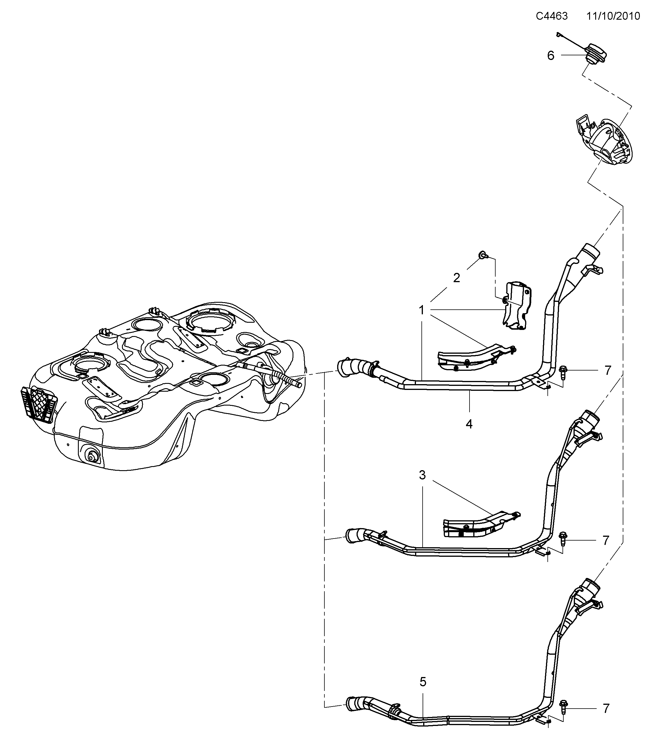 Saab 9-5 (650) Filler pipe diagram