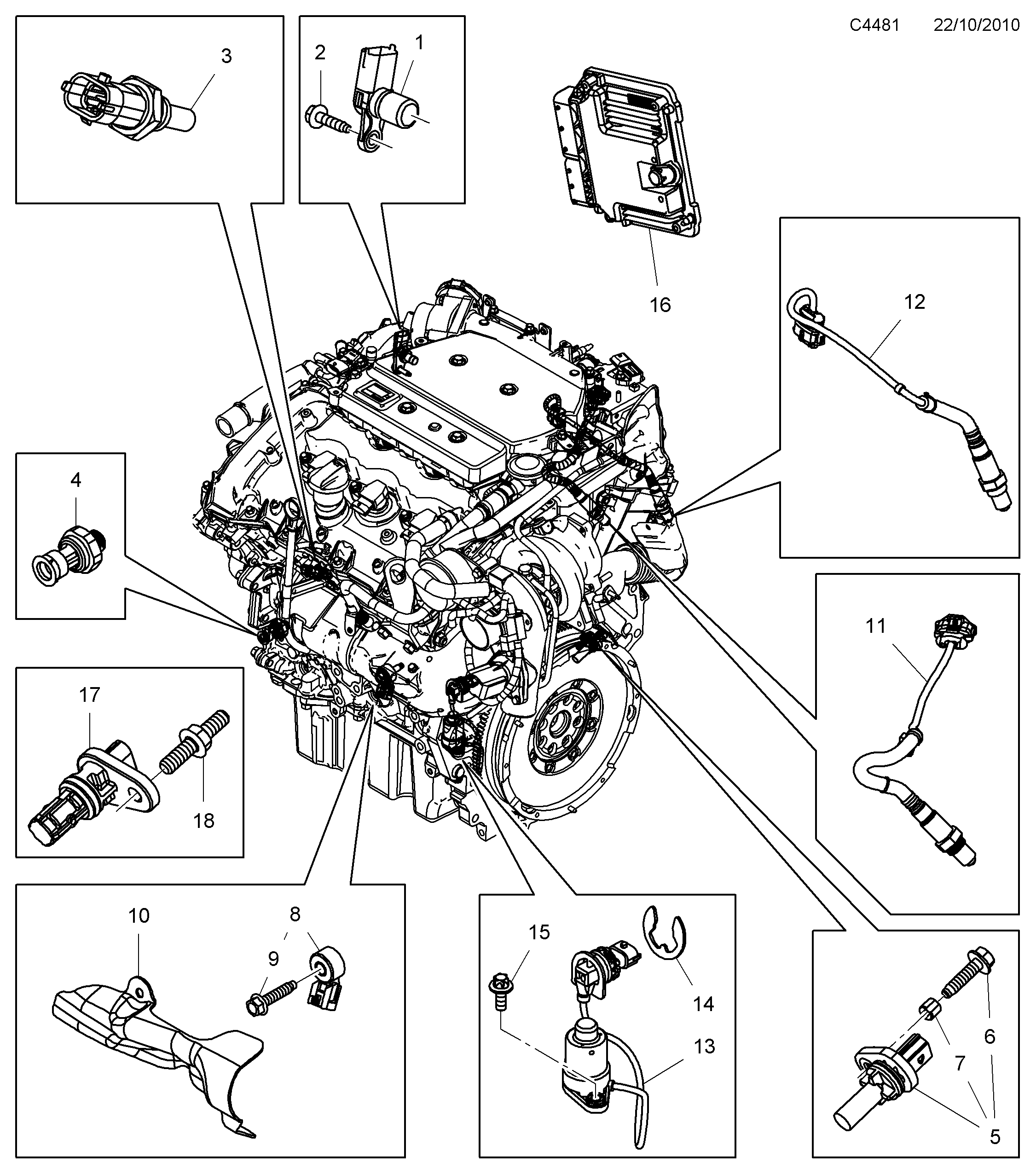Saab 9-5 (650) Sensor Sensor diagram