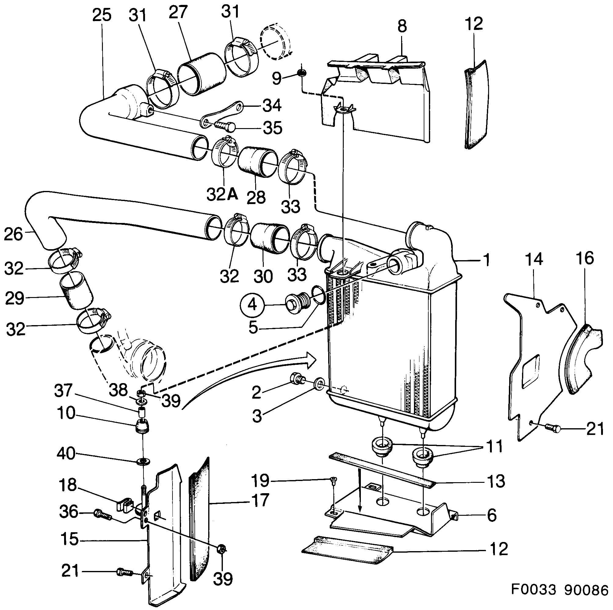 Saab 900 Intercooler diagram
