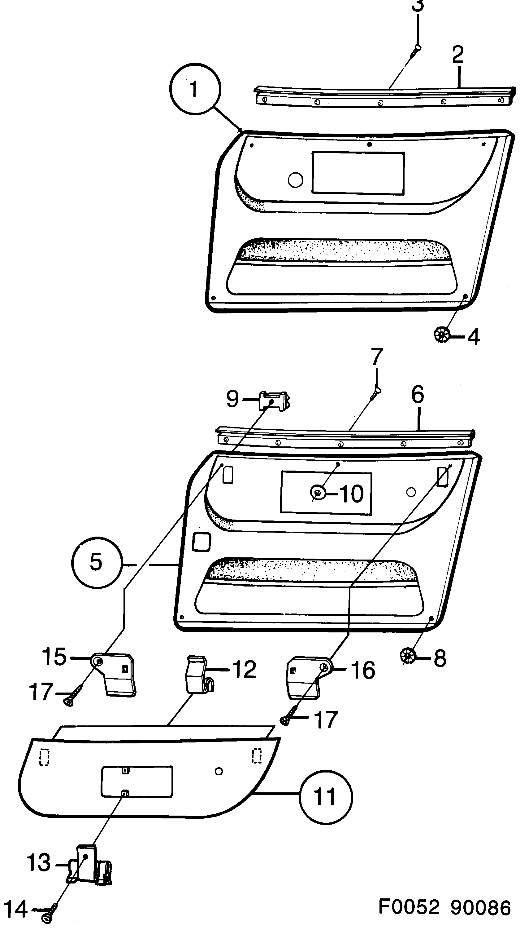 Saab 900 Door panel Front diagram