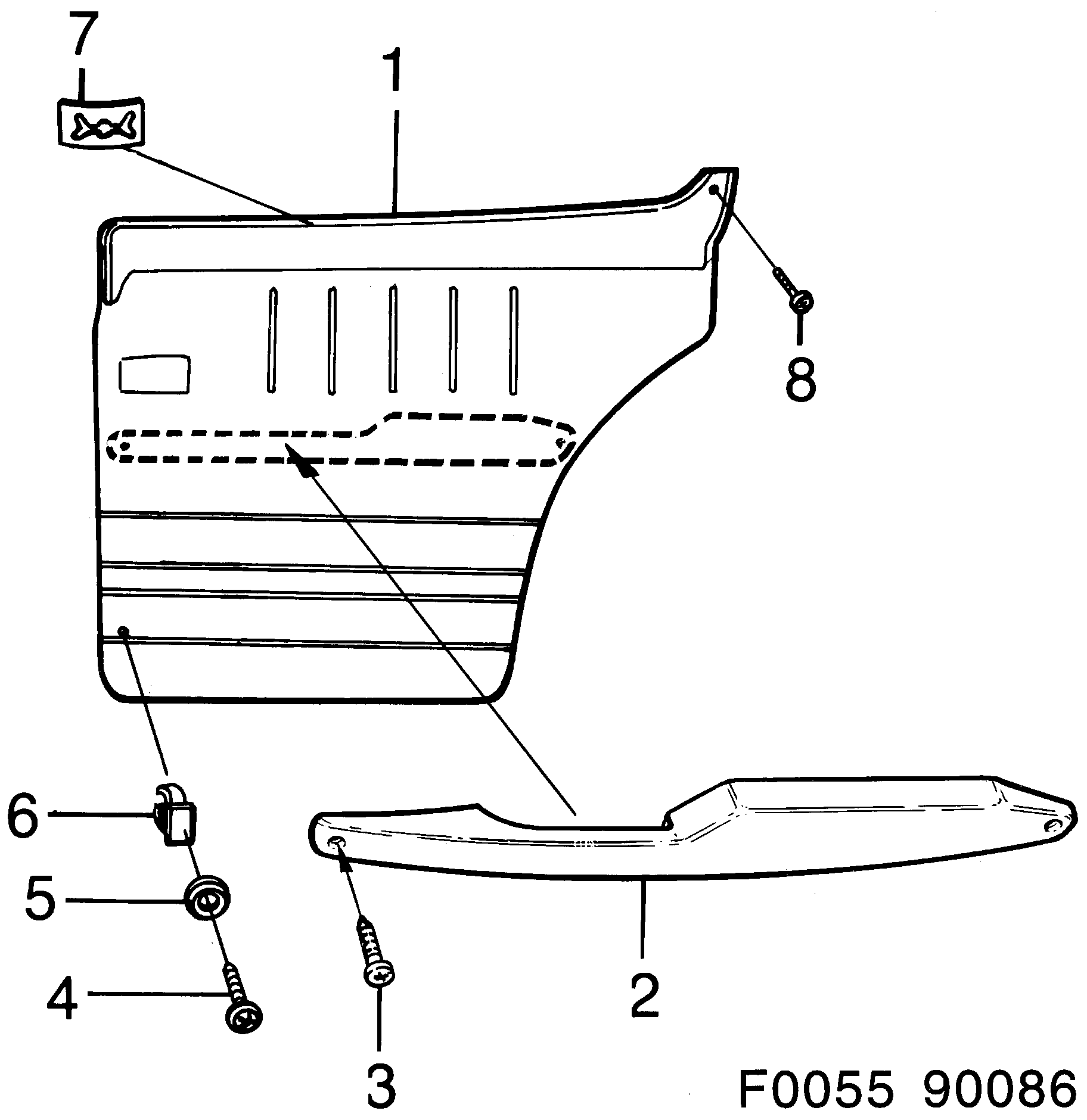 Saab 900 Door panel Rear diagram