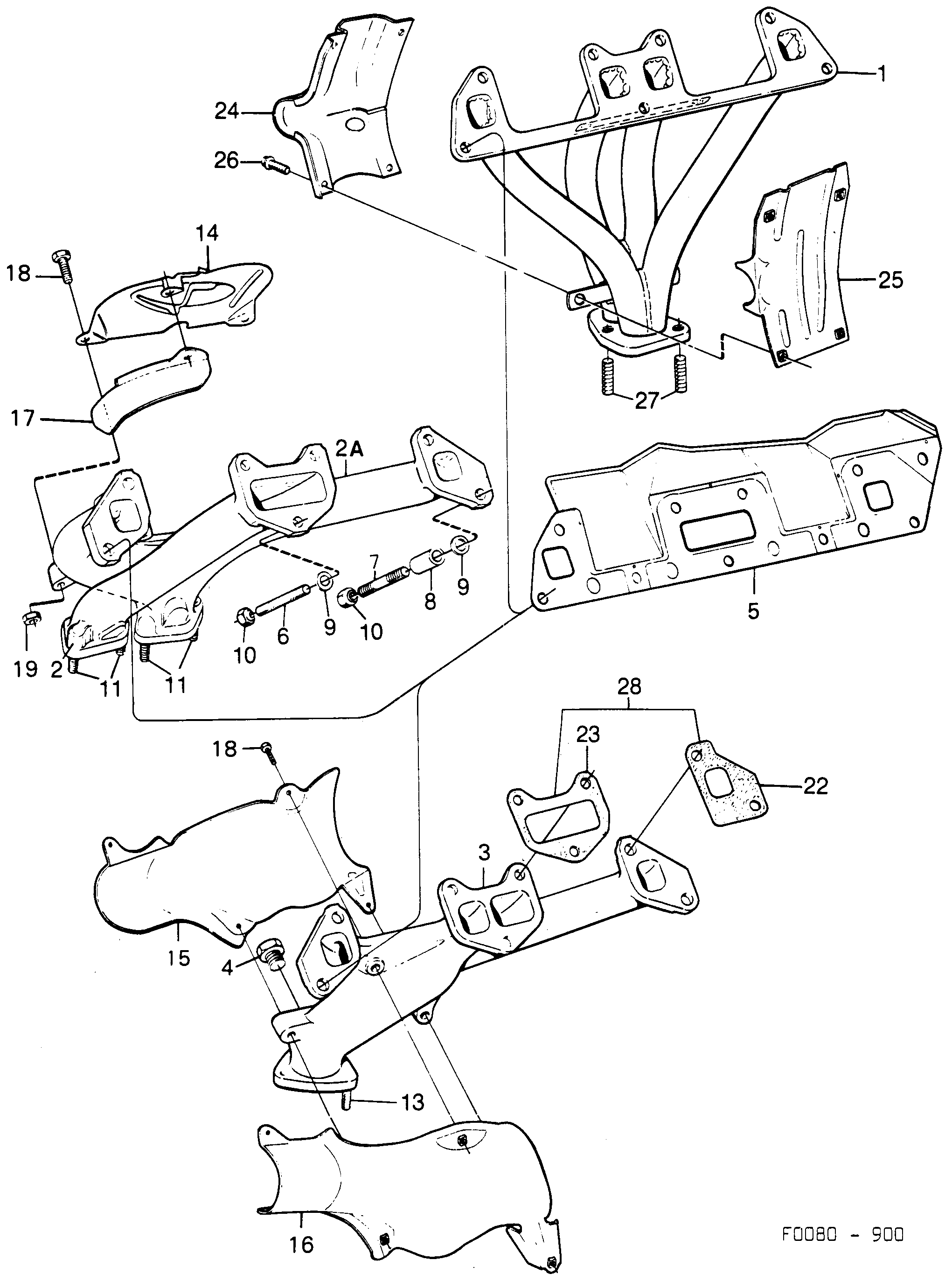 Saab 900 Exhaust manifold diagram