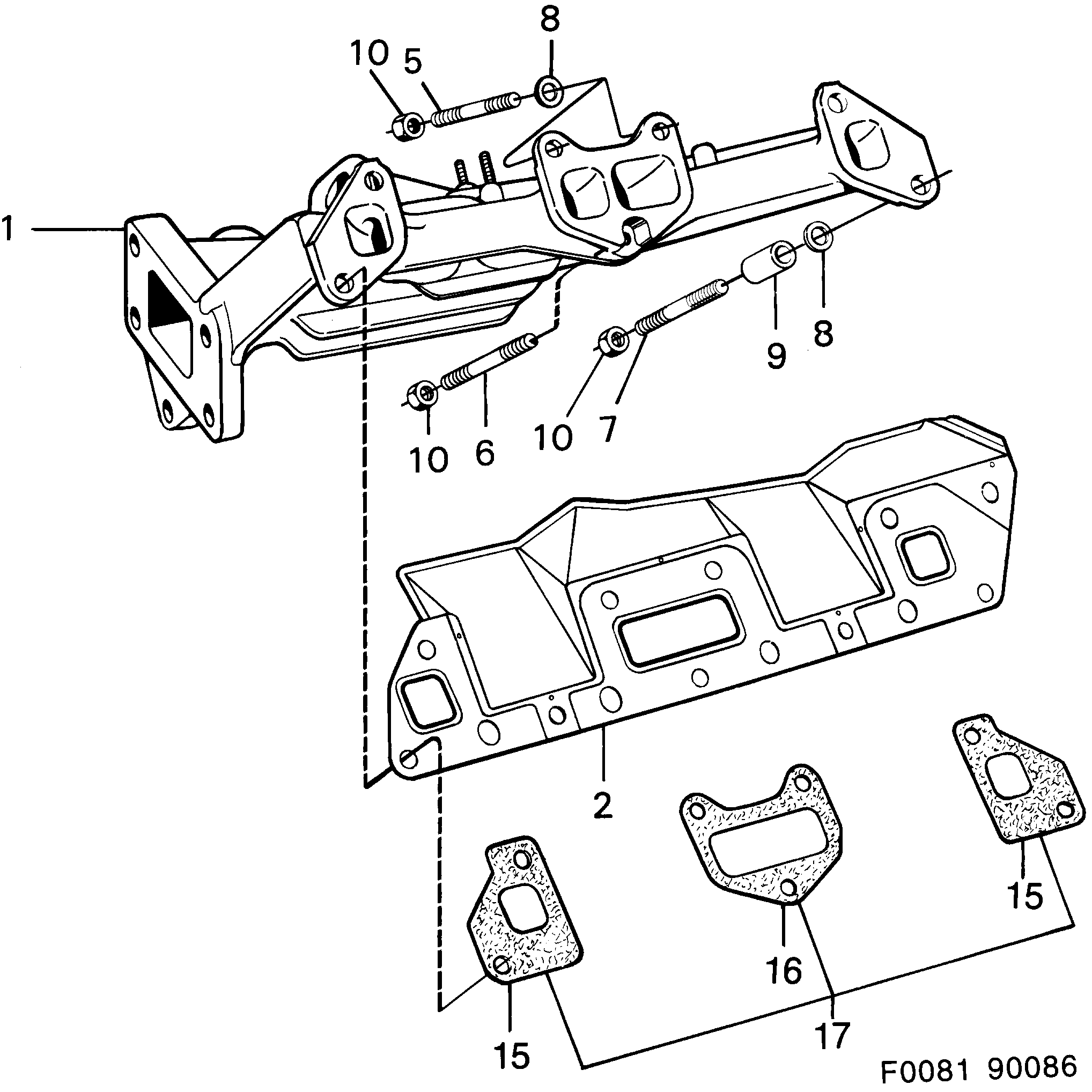 Saab 900 Exhaust manifold diagram