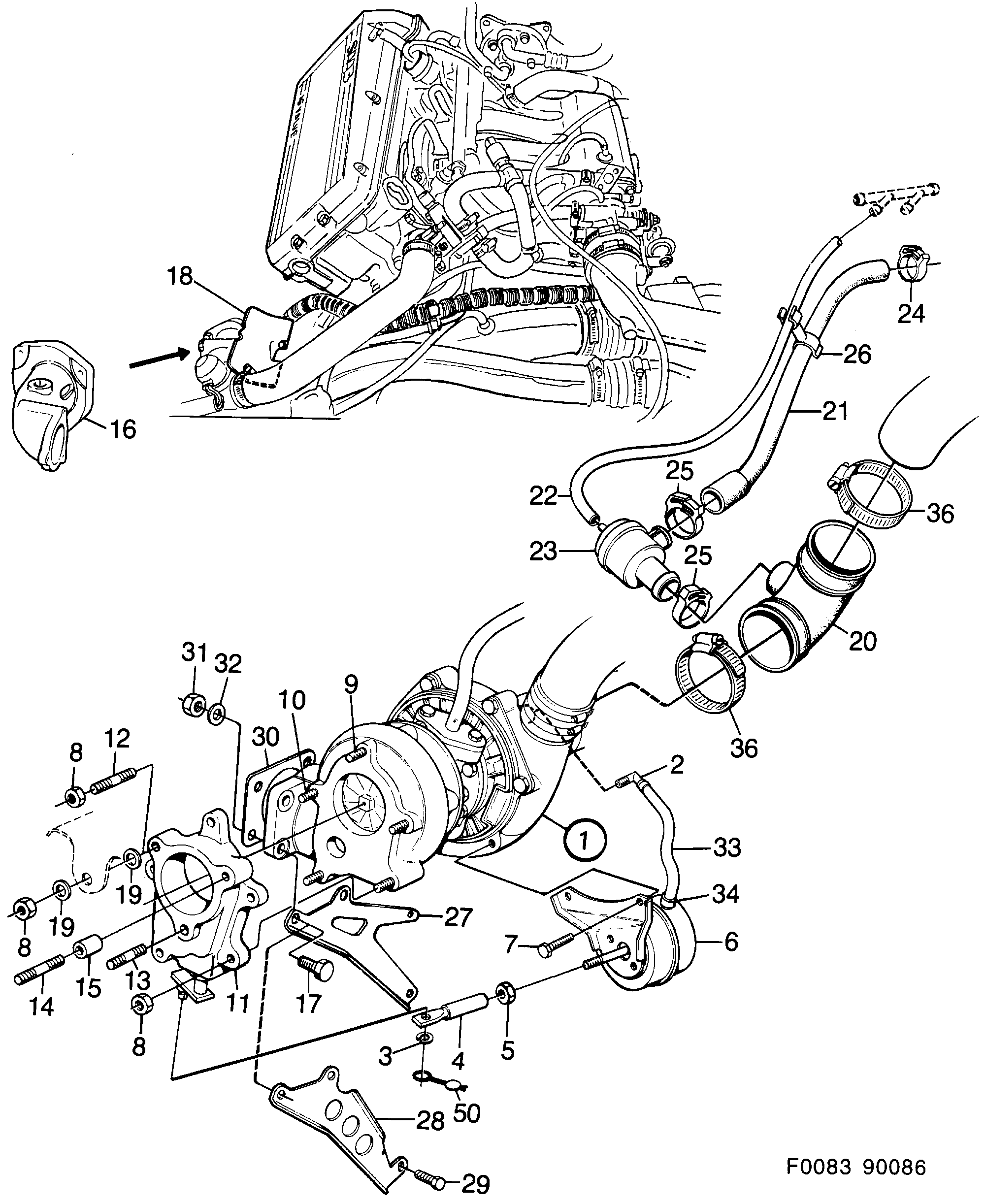 Saab 900 Turbocharger diagram