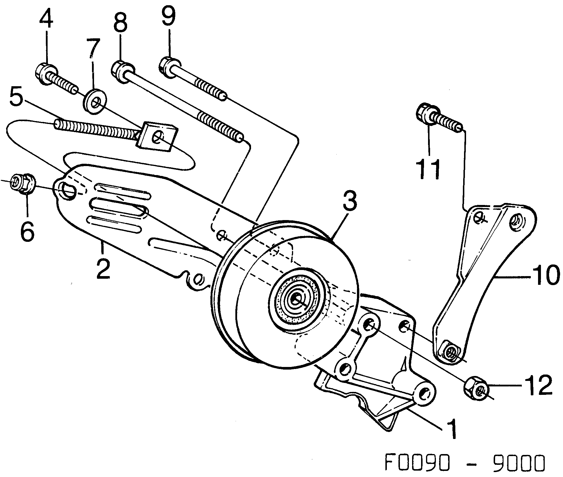 Saab 9000 Belt tensioner diagram