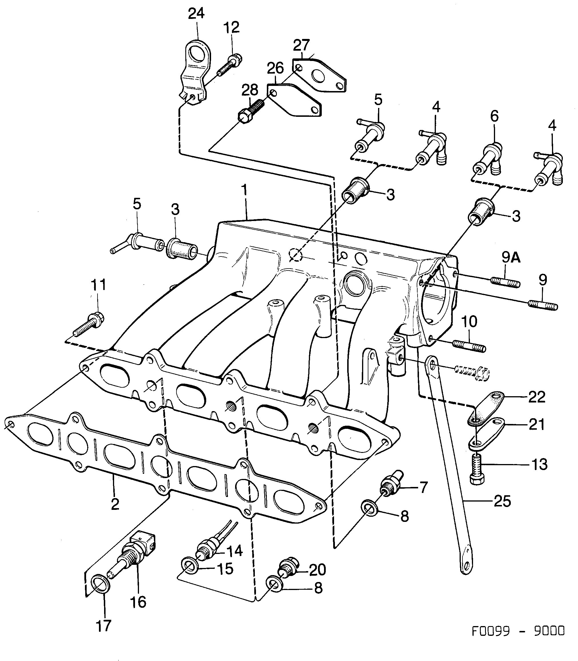 Saab 9000 Inlet manifold diagram
