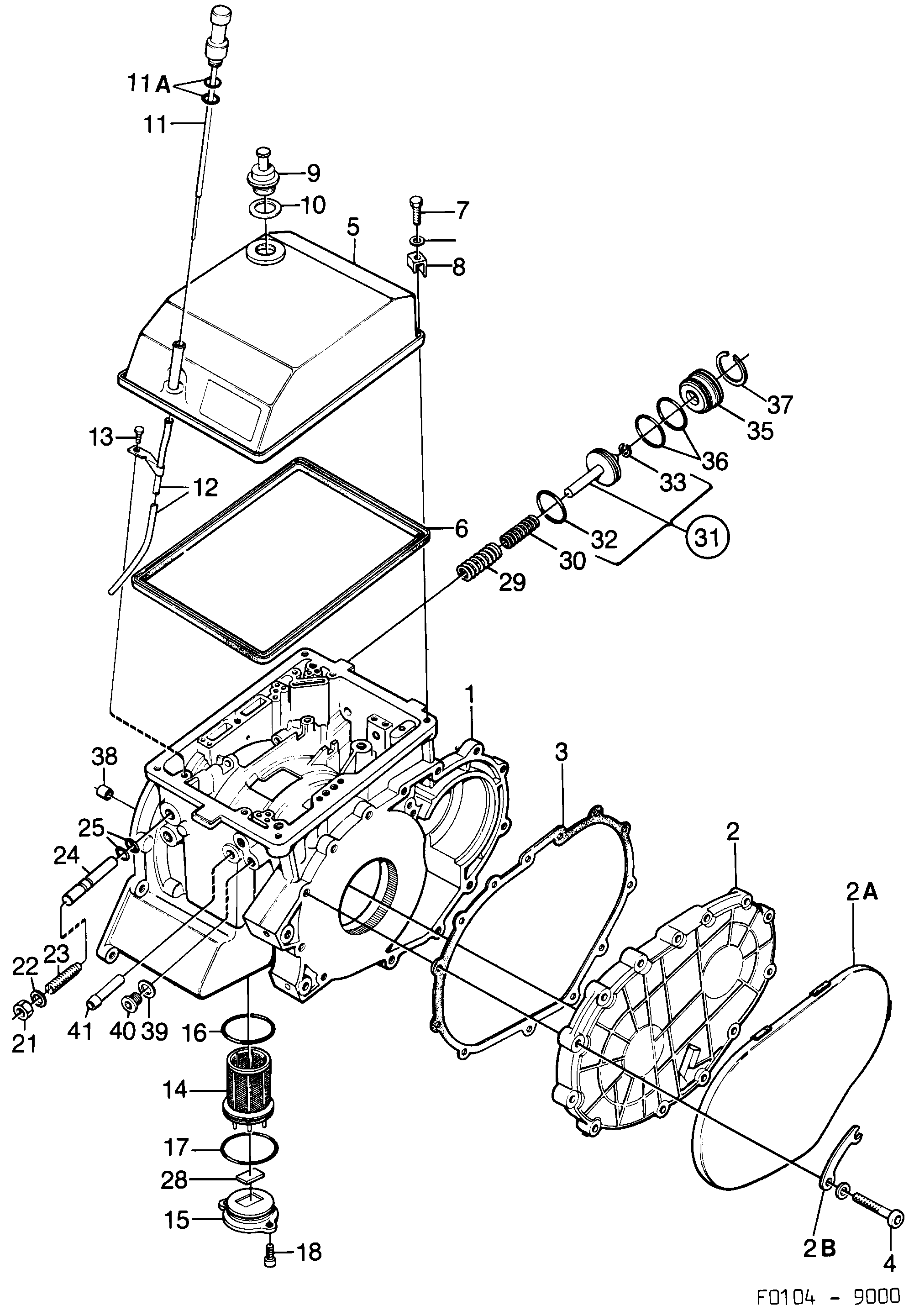 Saab 9000 Gear box case, cover diagram