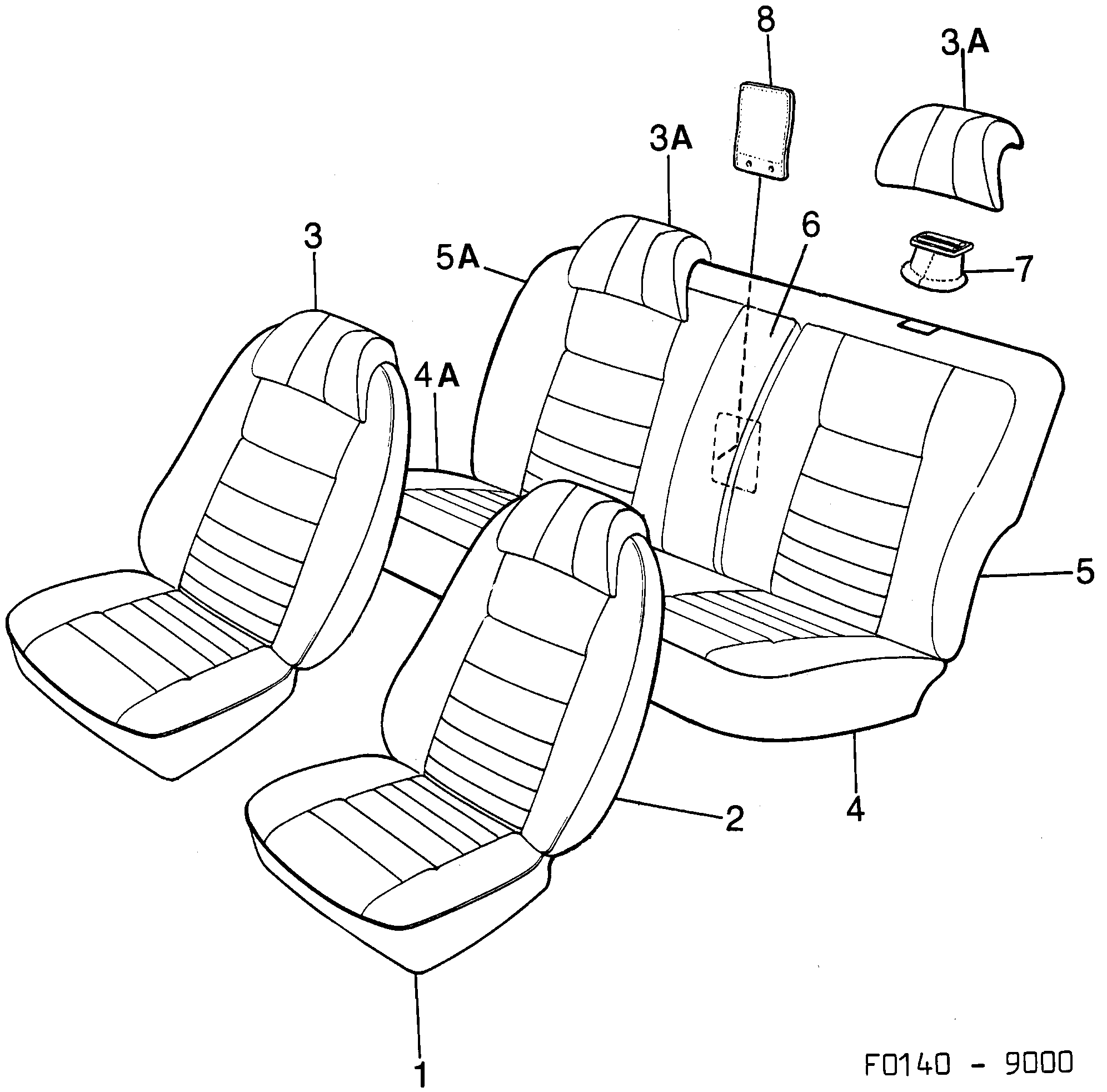 Saab 9000 Covers Horizon pattern diagram