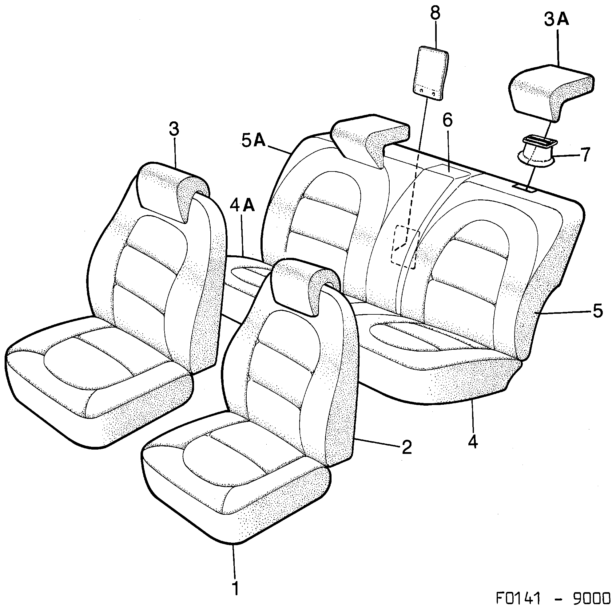 Saab 9000 Covers Contour design diagram