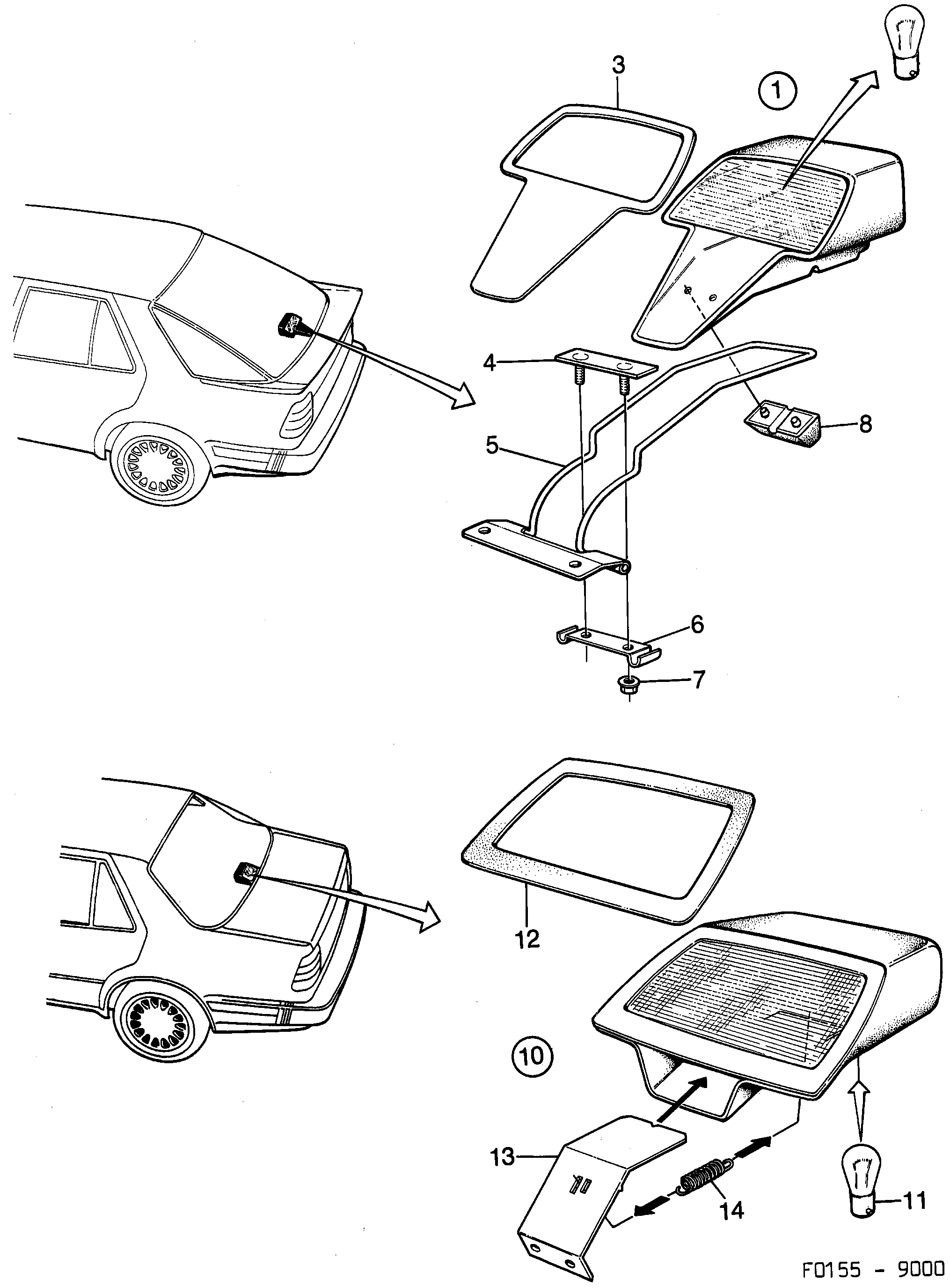 Saab 9000 Stop light High mounted diagram