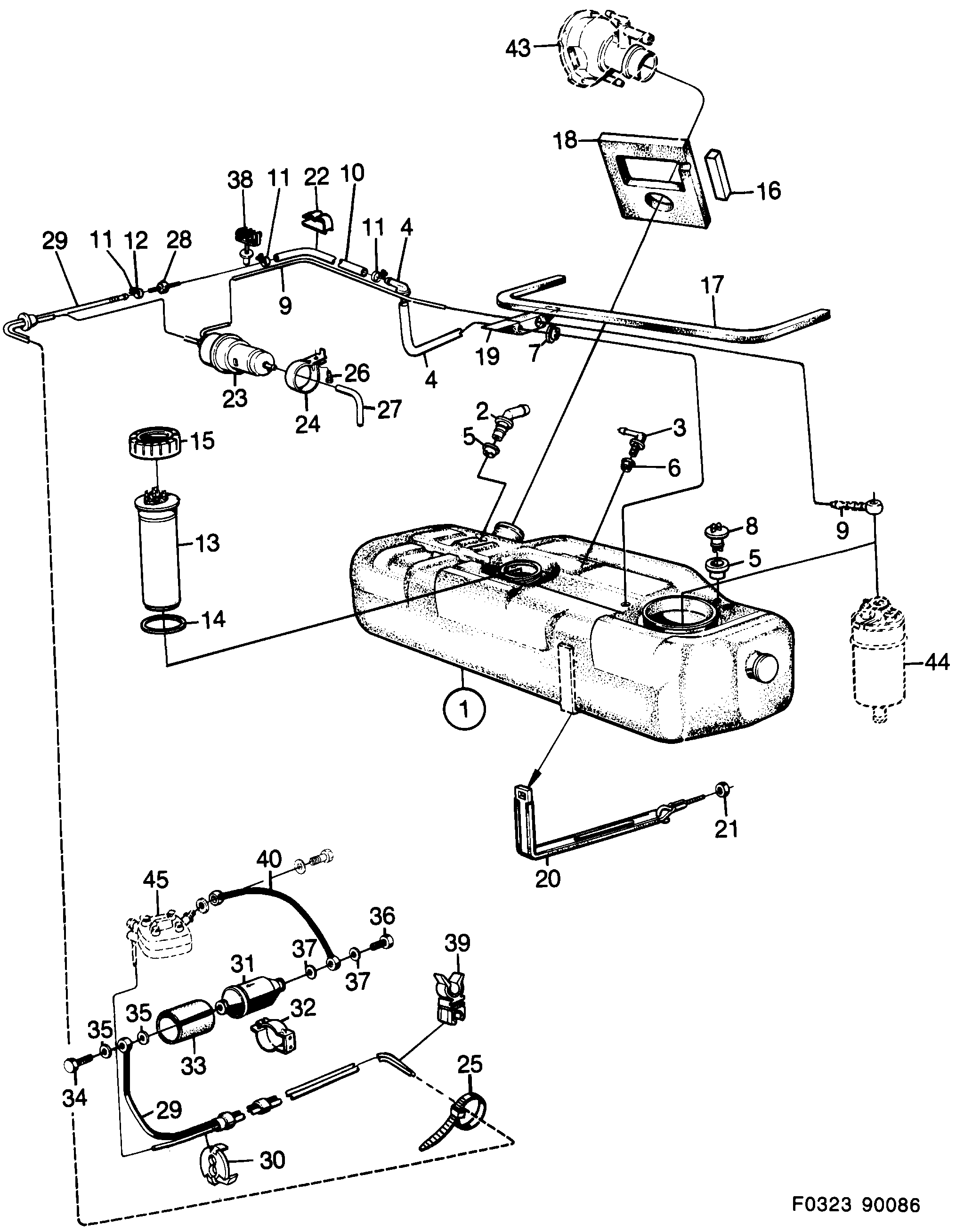 Saab 900 Fuel tank engine diagram
