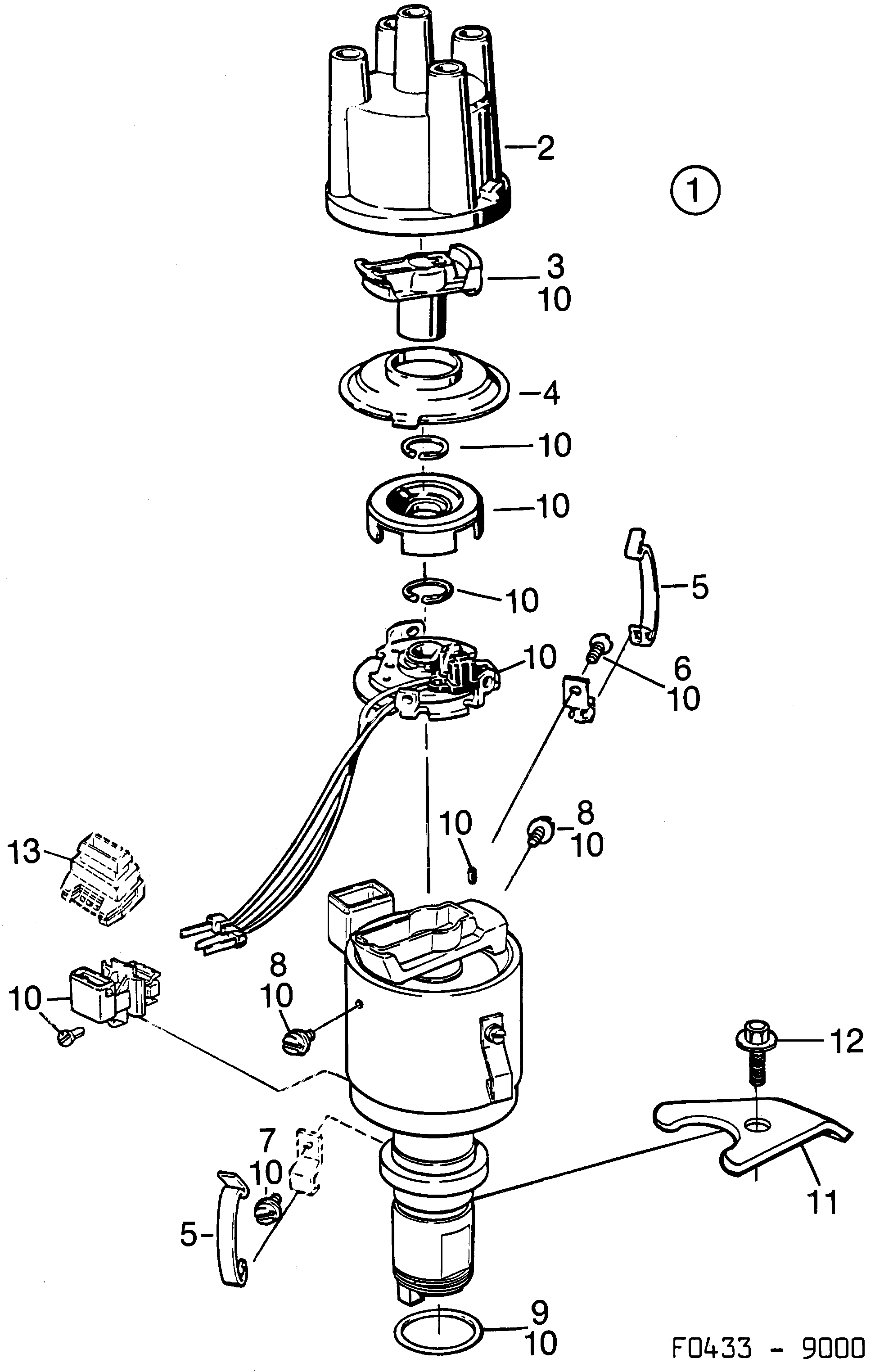 Saab 9000 Ignition distributor diagram