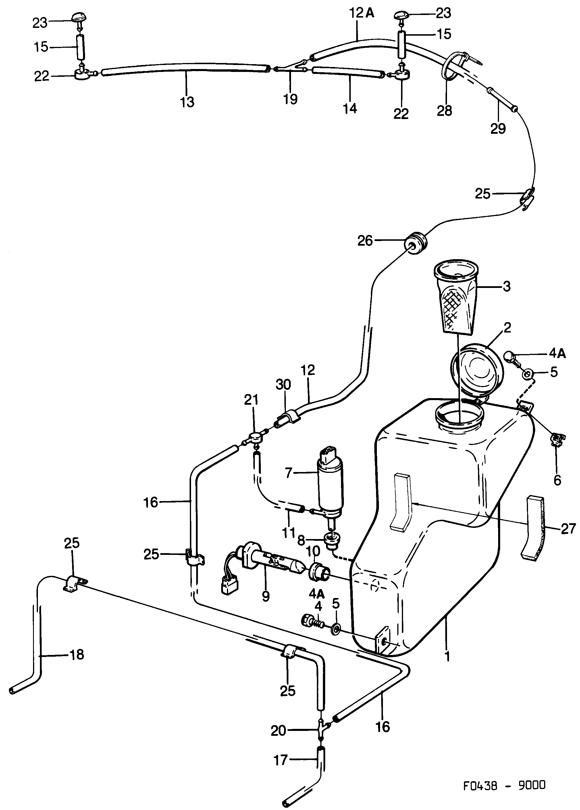 Saab 9000 Washer unit diagram