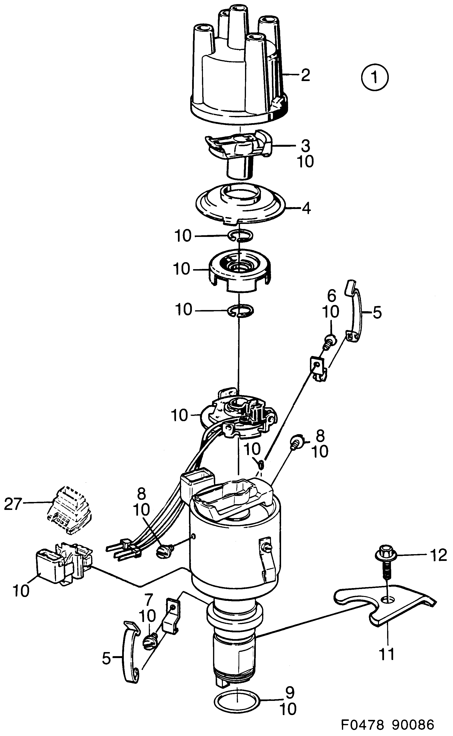 Saab 900 Ignition distributor diagram