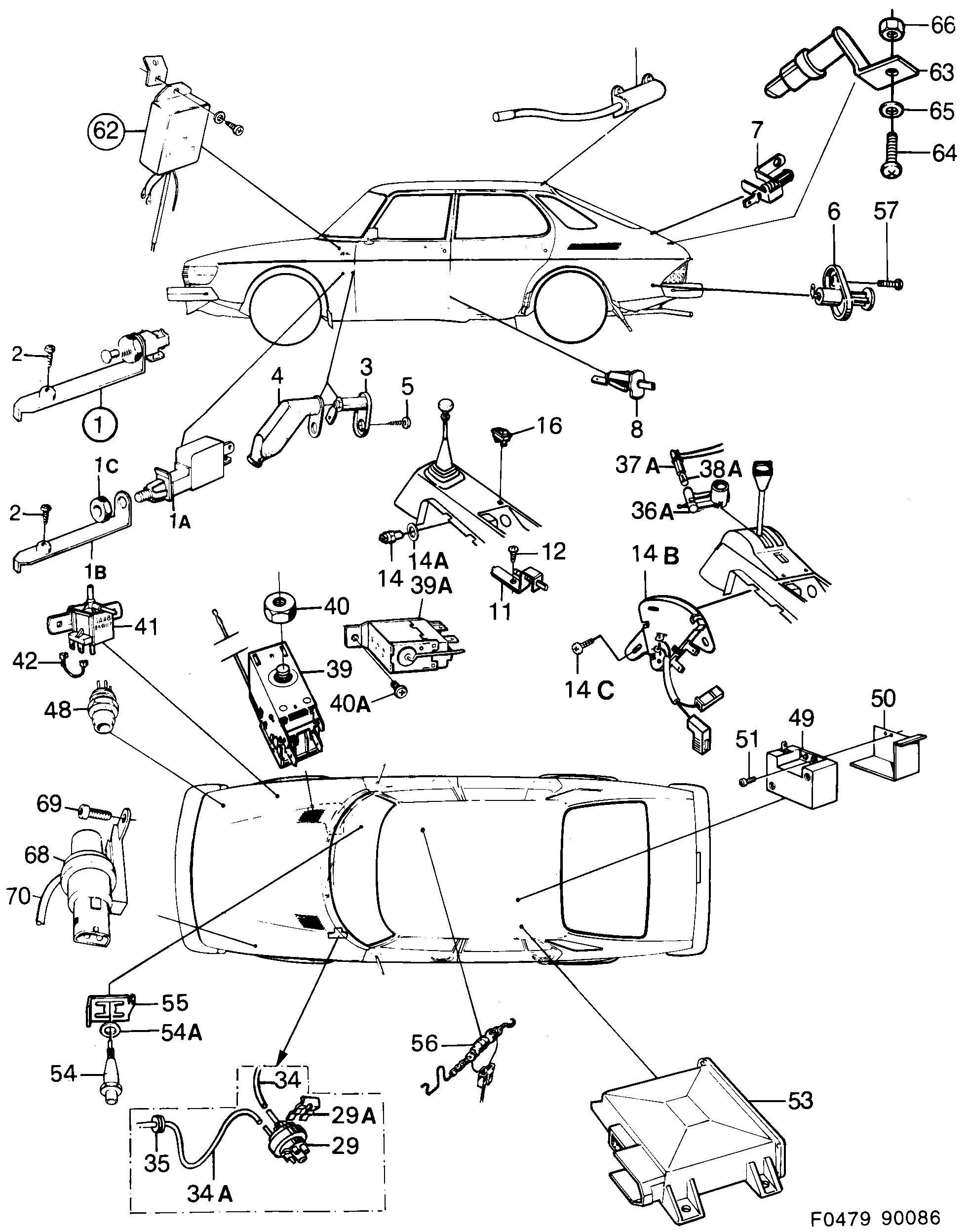 Saab 900 Connectors sensor diagram